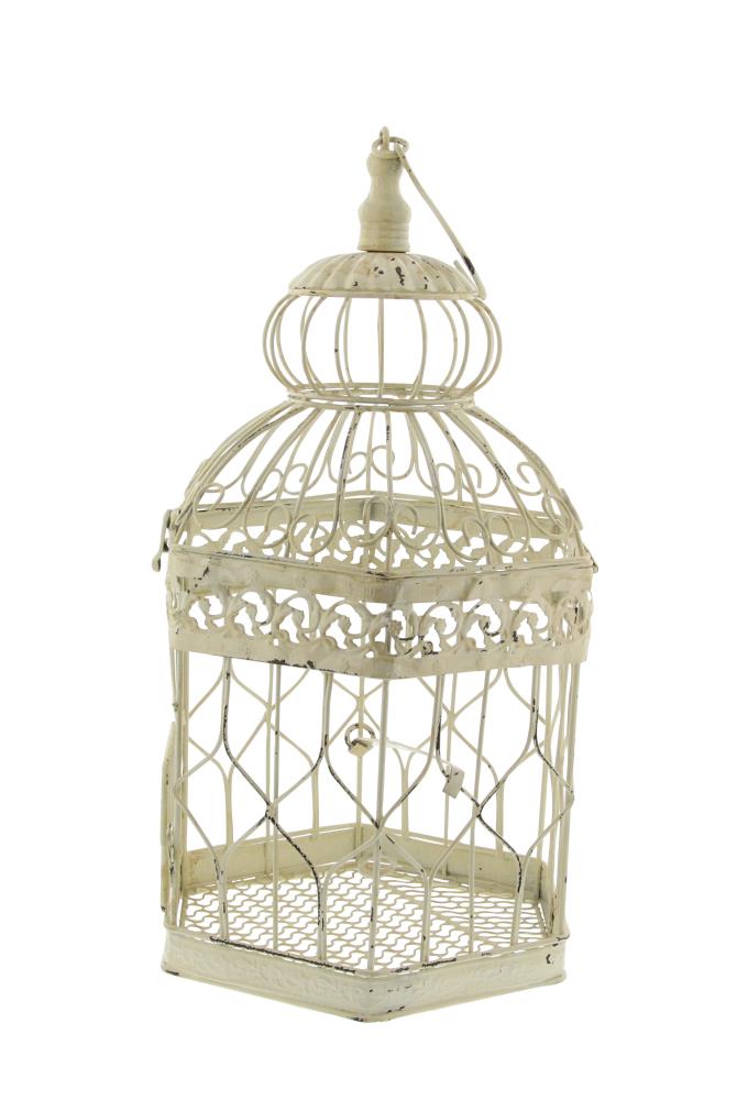 Rustic METAL Cream Bicycle with Bird Cage Theme  Art Home Garden Gift 
