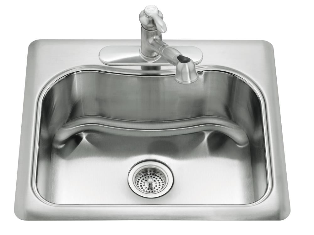 KOHLER Staccato Drop-In Stainless Steel 1-Hole Double Bowl Kitchen Sink 