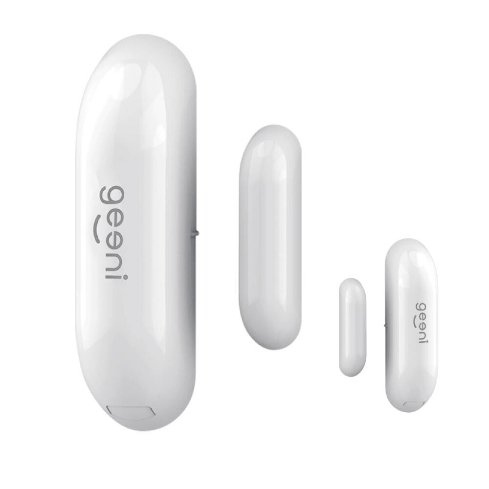 Geeni Smart Door and Window Sensors White No Hub Required Instant Alerts Wireless Design Requires 2.4 GHz Wi-Fi 2-Pack 