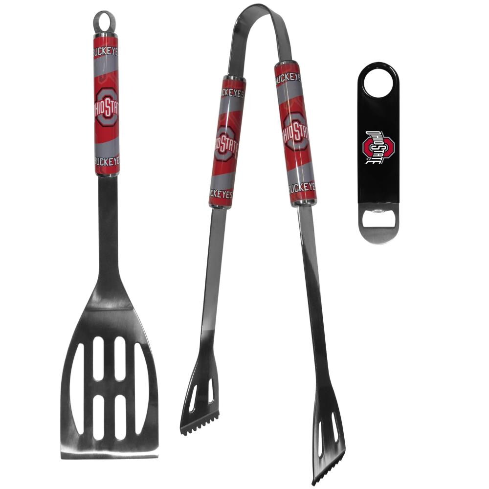 Buckeyes BBQ SET 4 Piece Stainless Grill Tailgate Barbecue Gift Ohio State