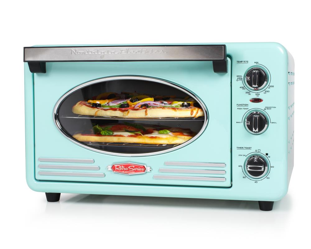 Nostalgia Convection Toaster Oven Built-in Timer Adjustable Temperature 12-Slice
