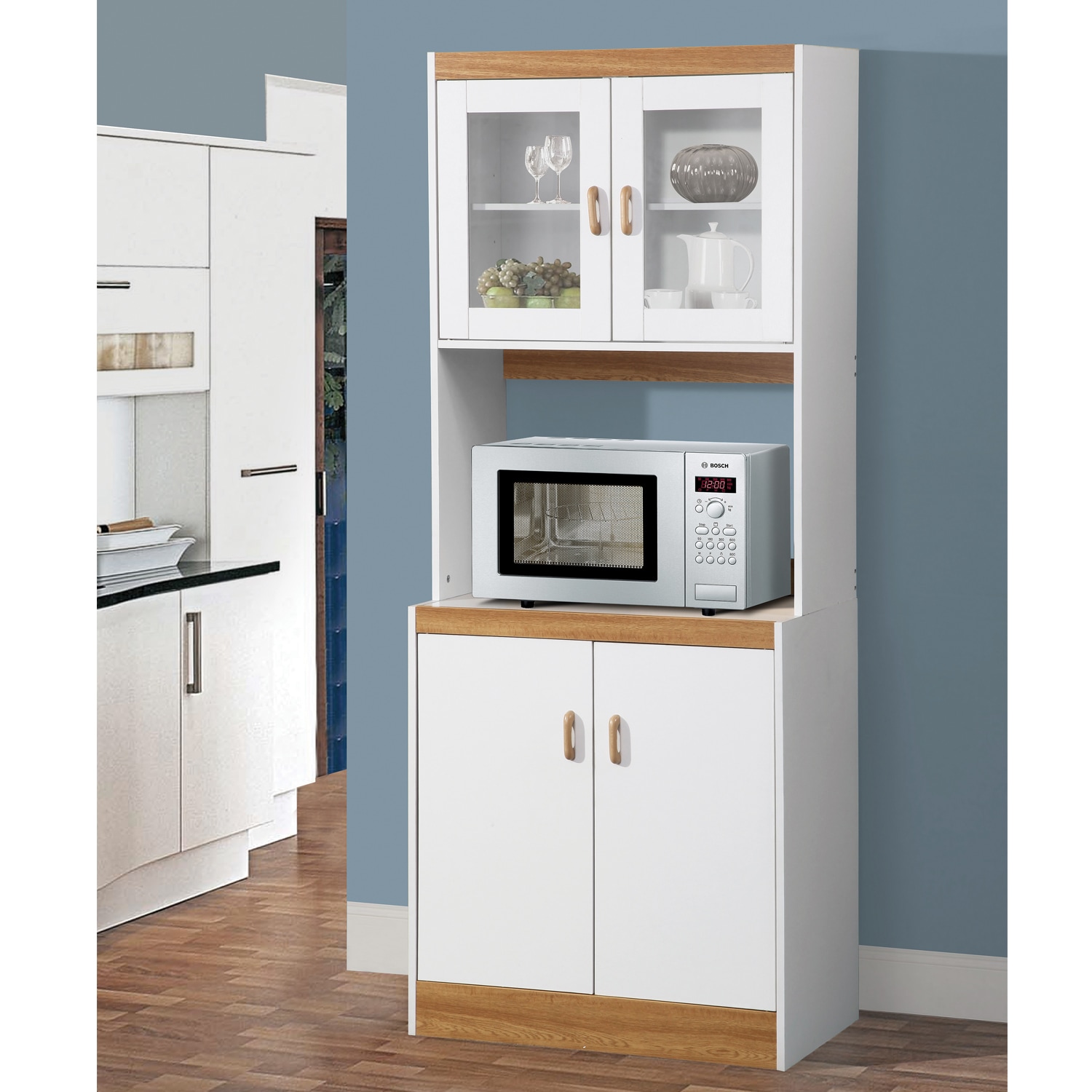 Kings Brand Furniture Tall Kitchen Pantry, Microwave Storage Cabinet
