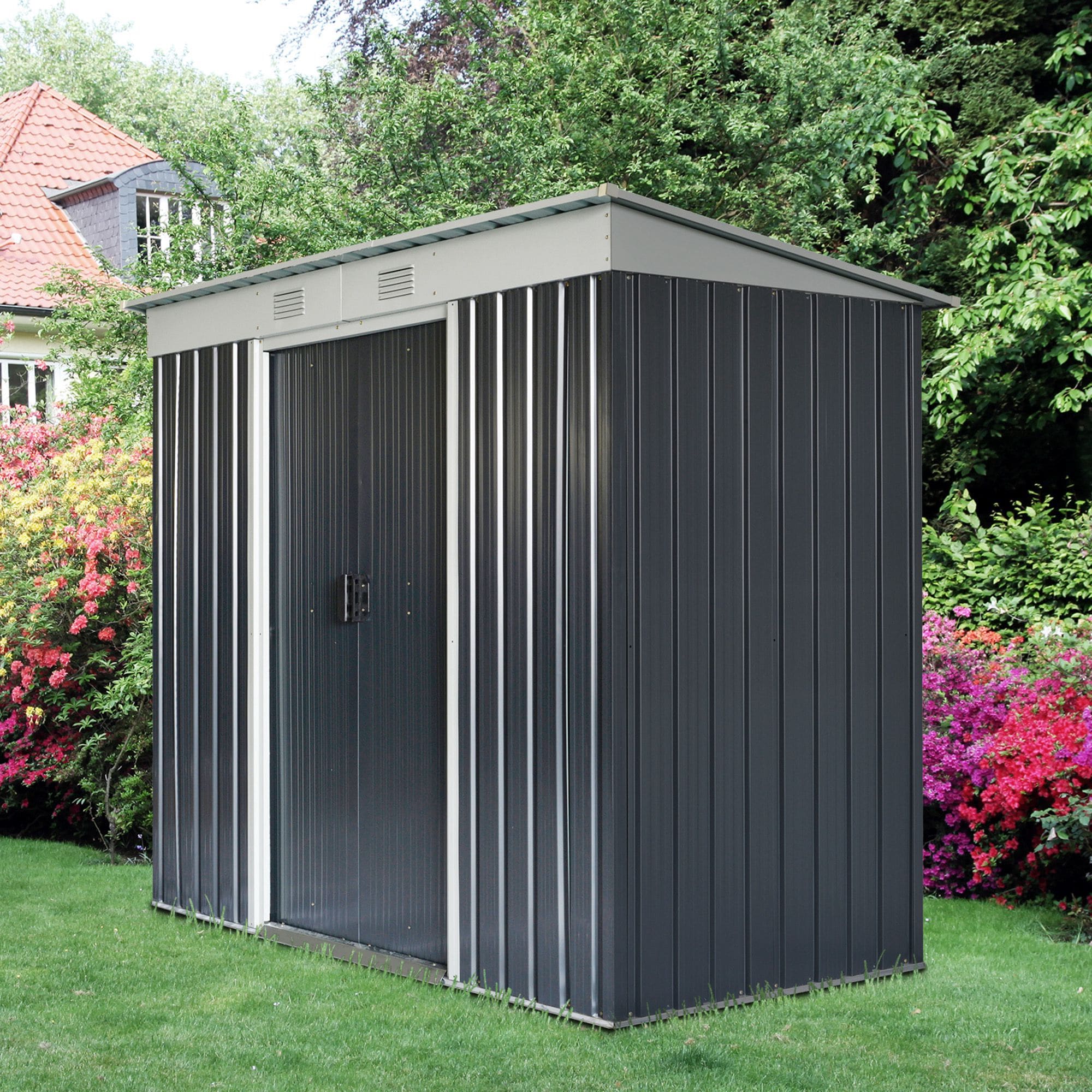 Steel Outdoor Storage Shed Garden Tool House Grey 5.35.92.8