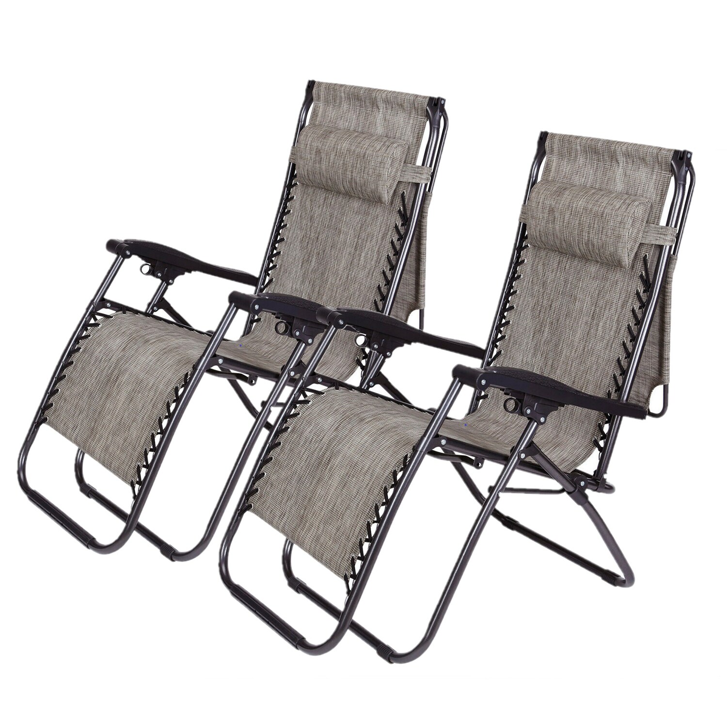 2 Zero Gravity Canopy Reclining Chairs Sun Beach Camping Folding Loung W/Trays 