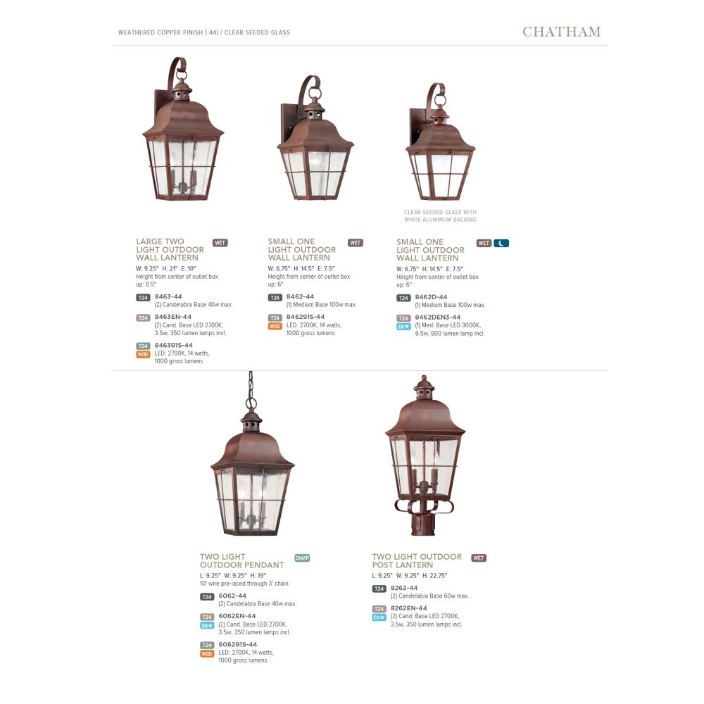 Oxidized Bronze Finish Sea Gull Lighting 8462-46 Chatham One-Light Outdoor Wall Lantern with Clear Seeded Glass Panels