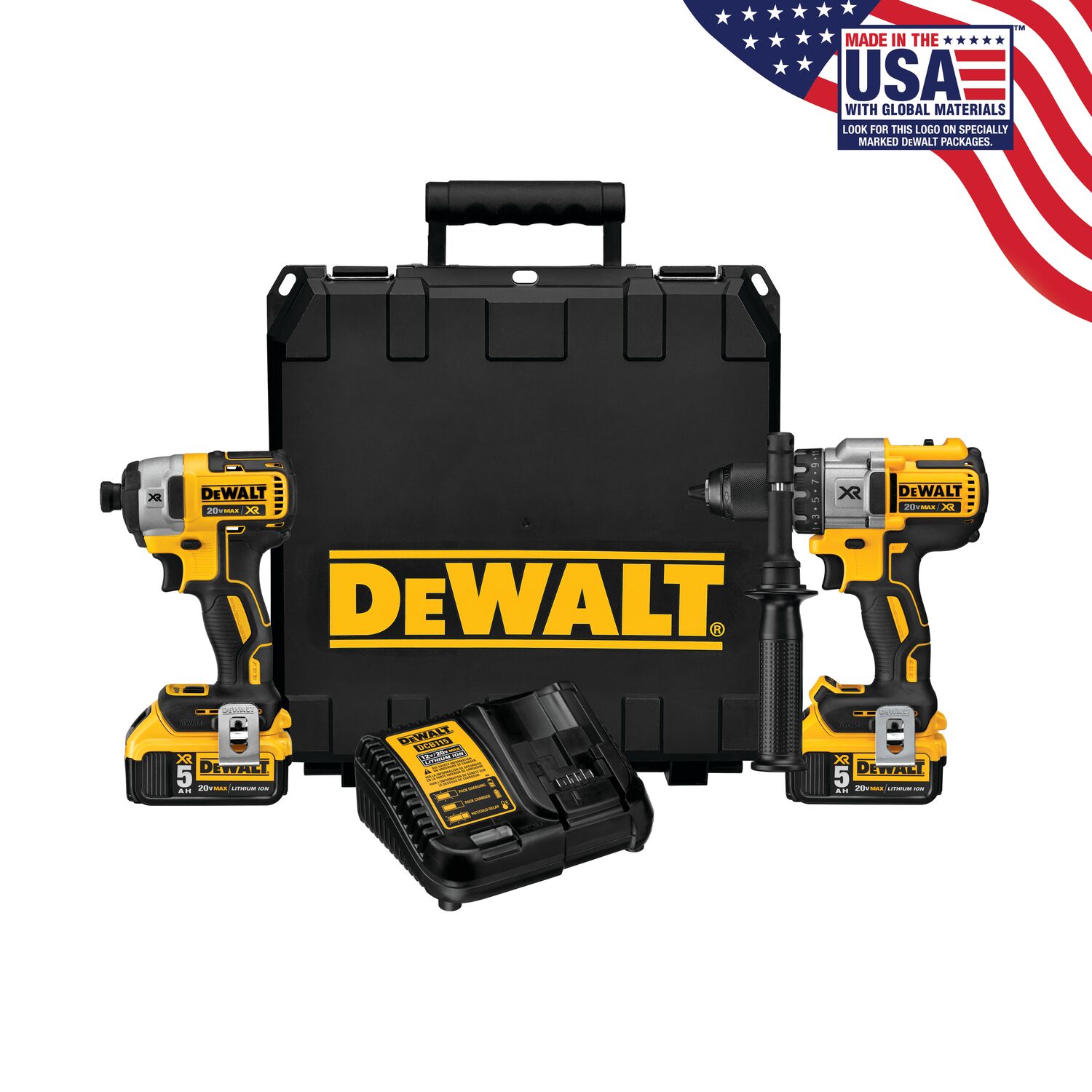 DEWALT XR 2-Tool 20-Volt Brushless Power Tool Combo Kit with Hard