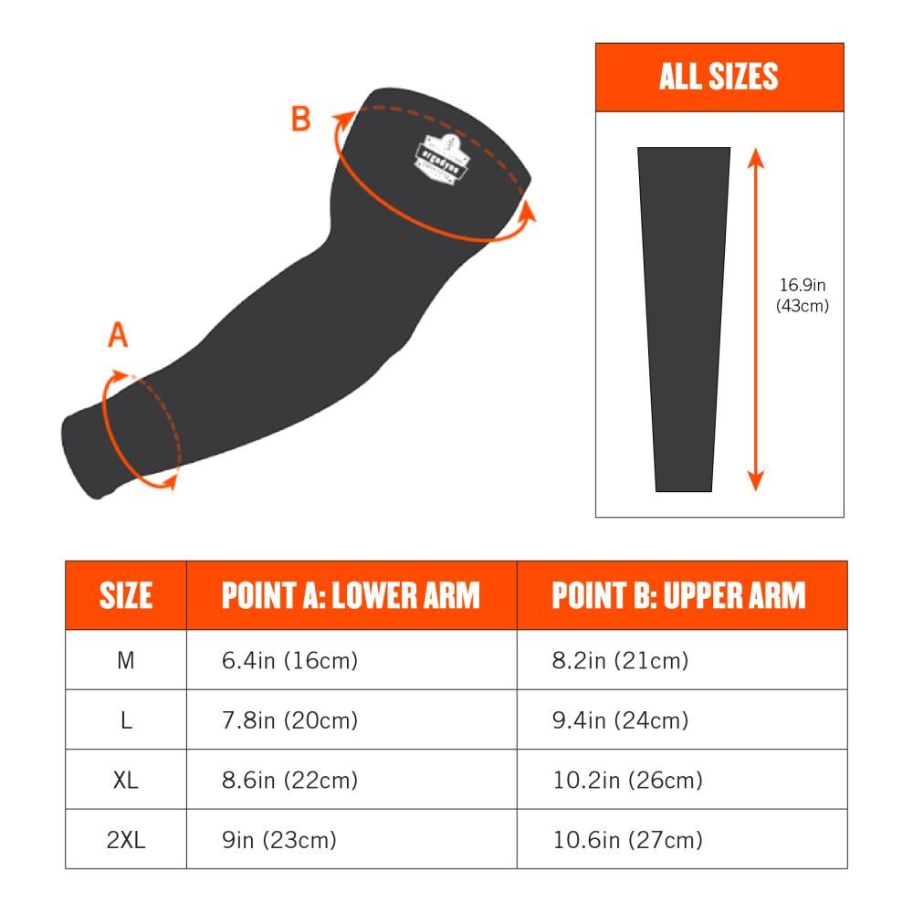 UPF 50+ Sun Protection Sized for Men &Women Ergodyne Cooling Arm Sleeves Chill Its 6690 Blue