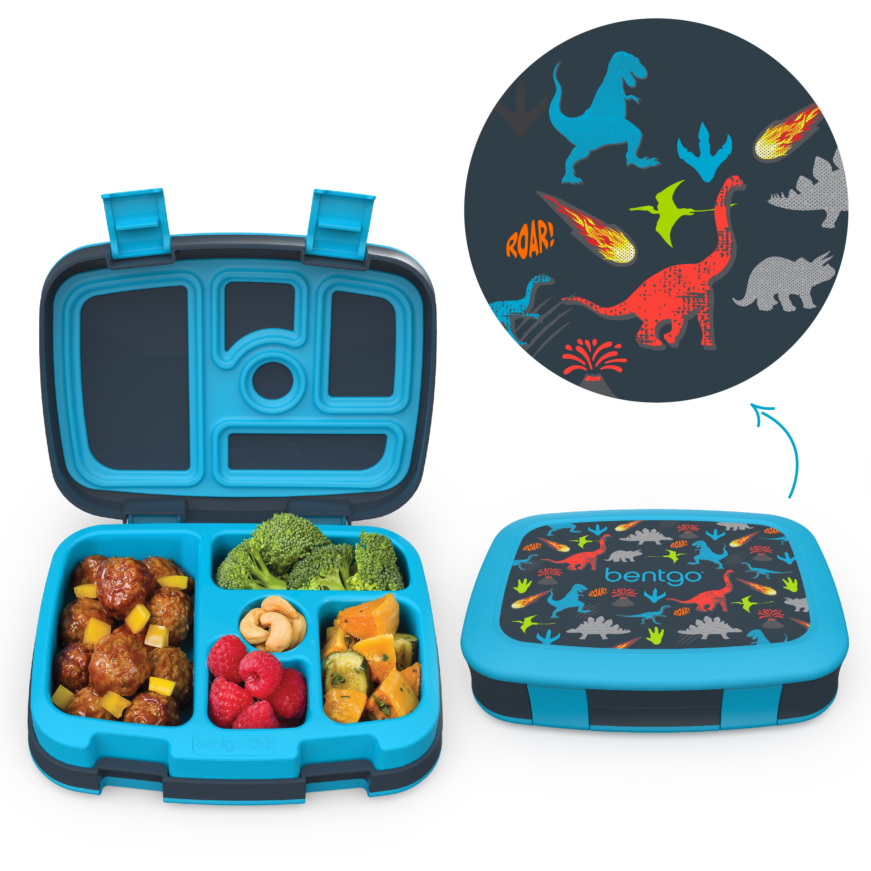 Blue, 3 Layer Leak-Proof Bento Lunch Box for Kids and Adults 3-in-1 Compartment Activave Bento Box Lunch Box