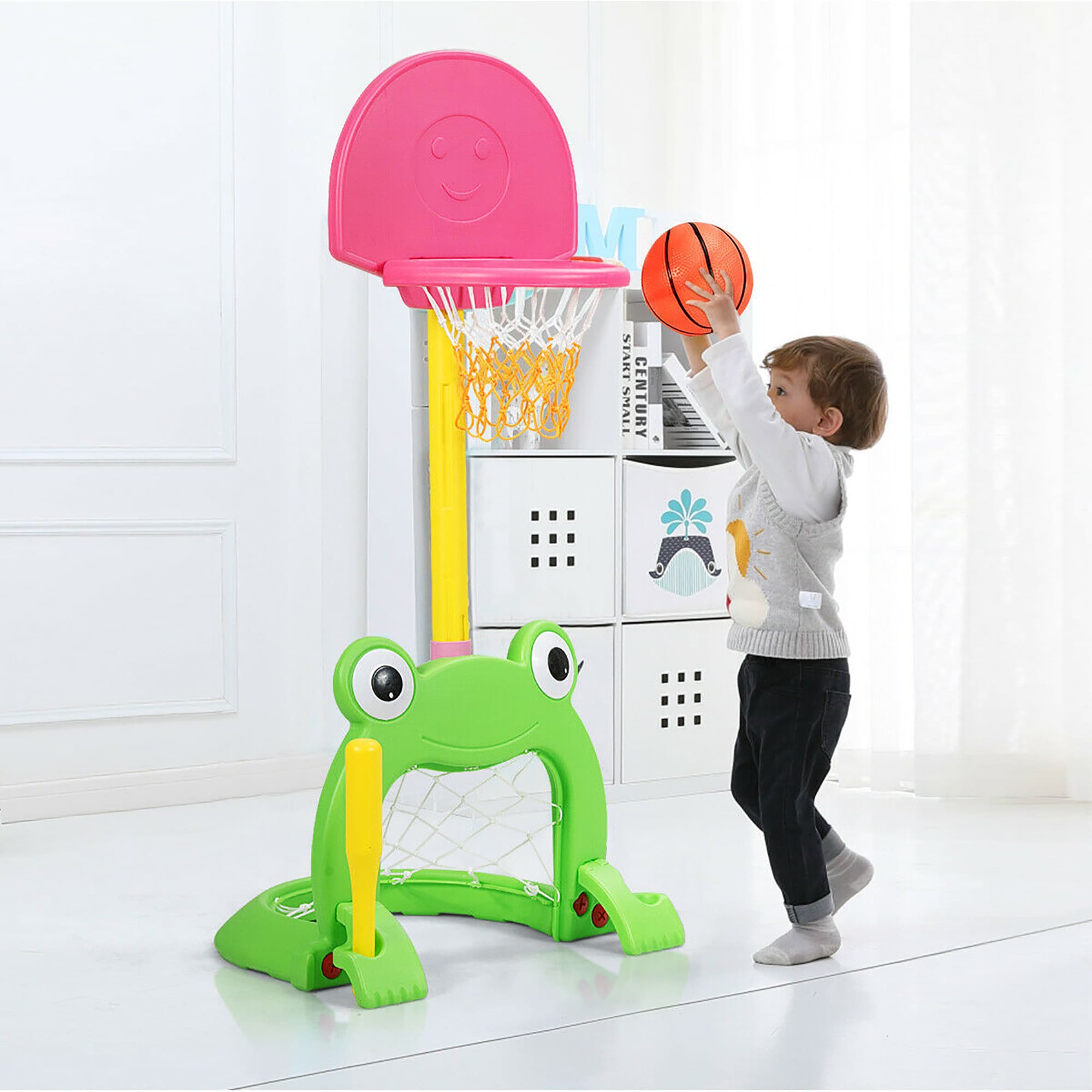3 in 1 Sports Activity Center Grow-to-Pro Adjustable Easy S Basketball Hoop Set 