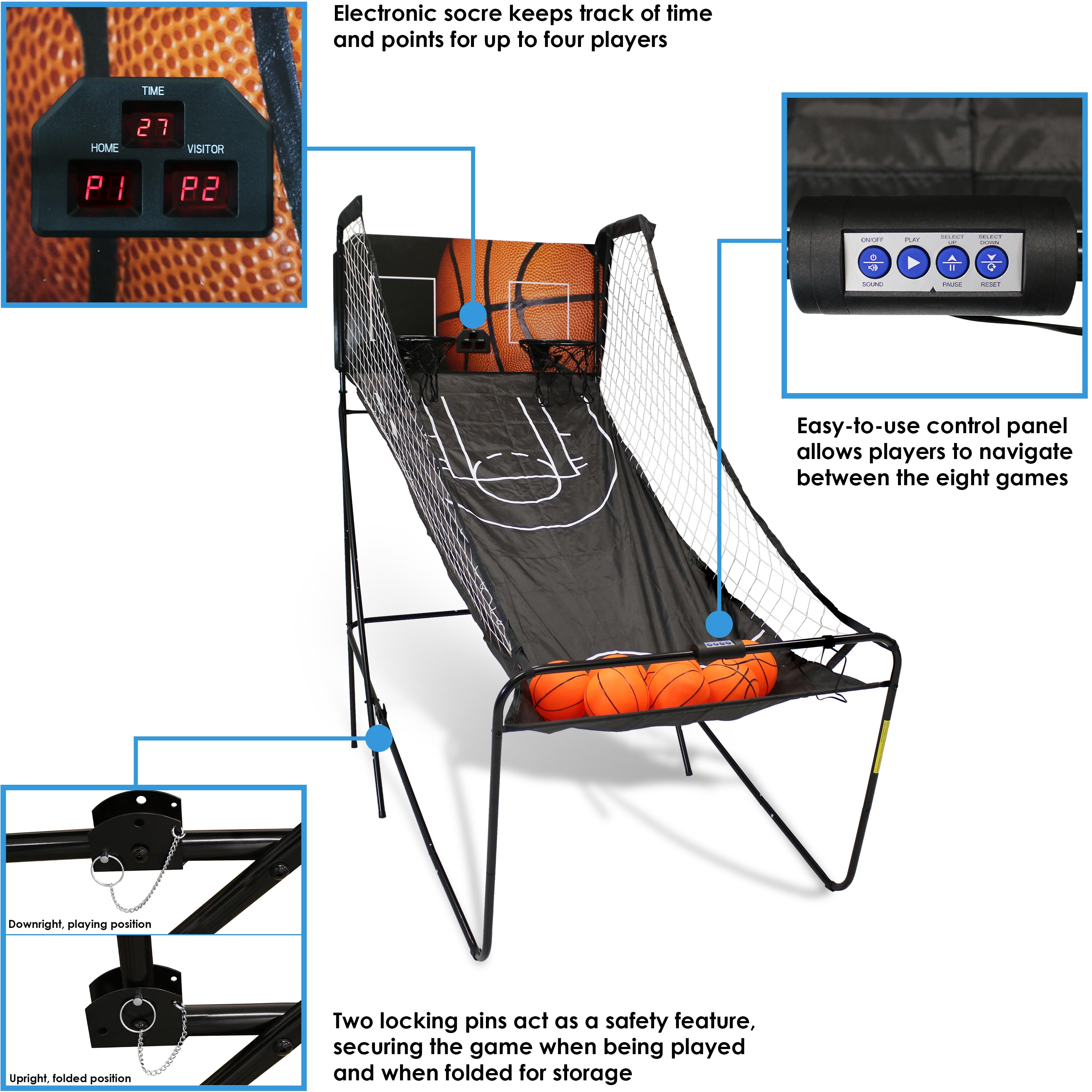 Basketball Arcade Game Foldable Basketball Game Electronic 2 Player Shot 8 Modes