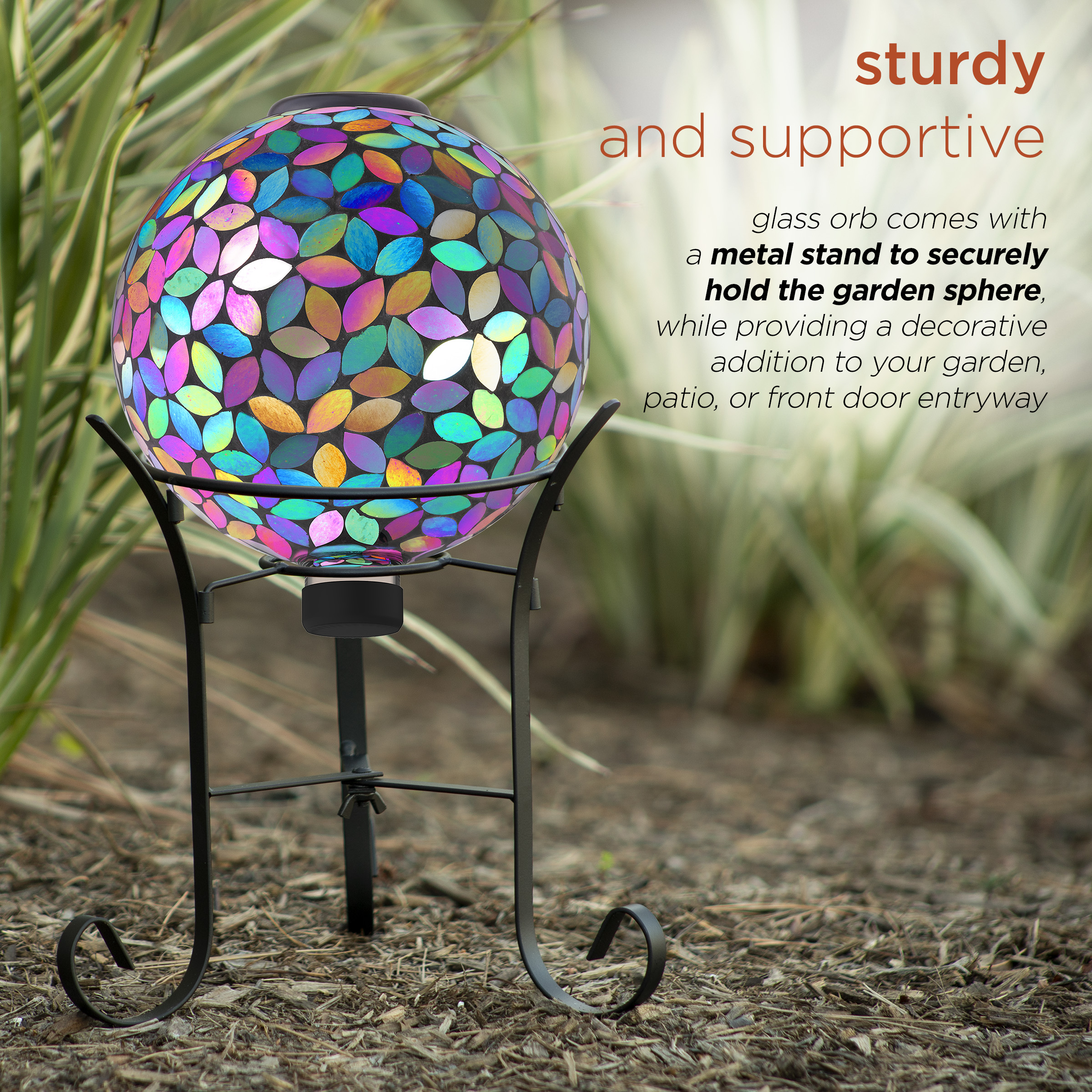 Sporting Goods Patio Lawn And Garden Alpine Corporation Indoor Outdoor Glass Mosaic Gazing Globe