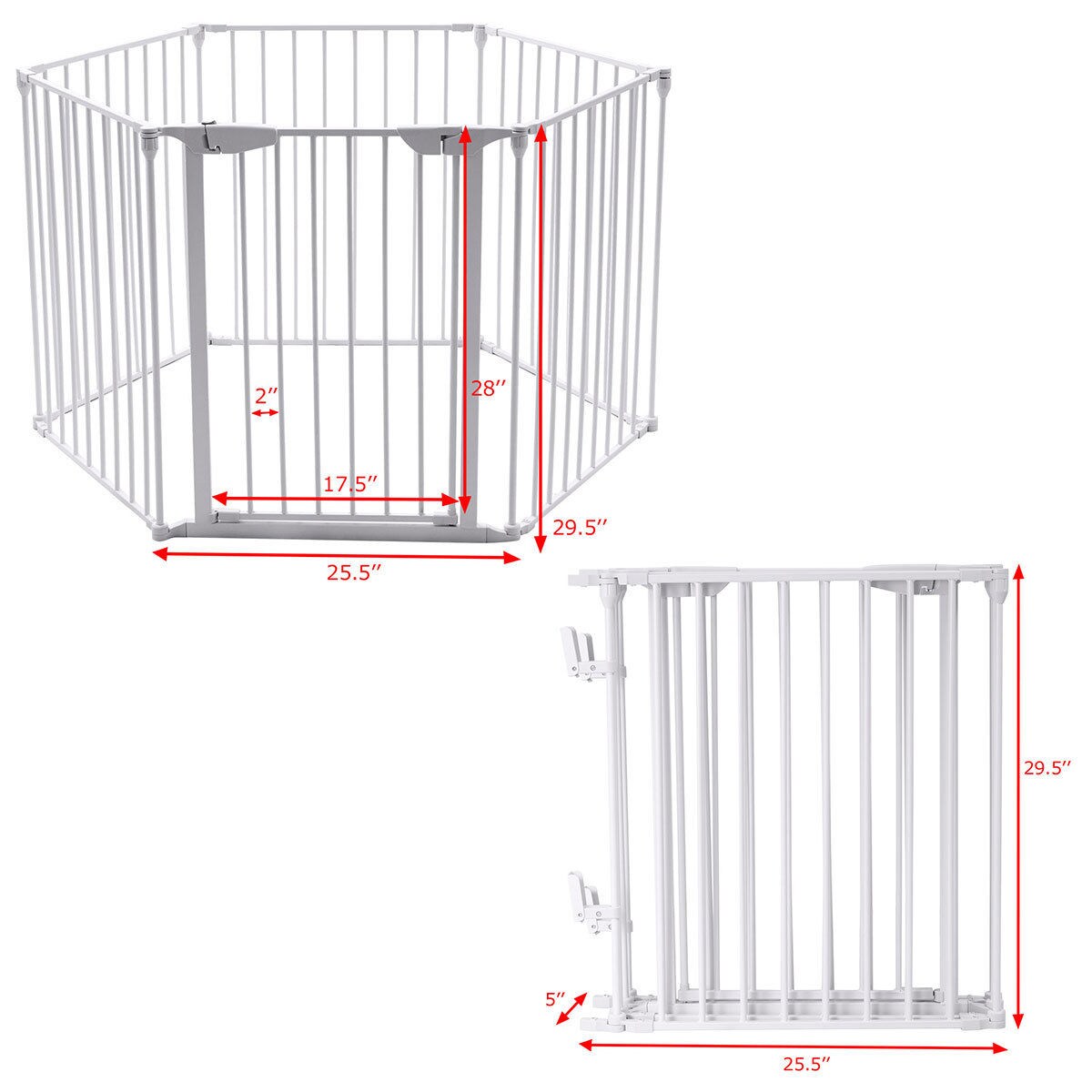 8 Panel Metal Gate Baby Pet Fence Safe Playpen Barrier Wall-mount Multifunction