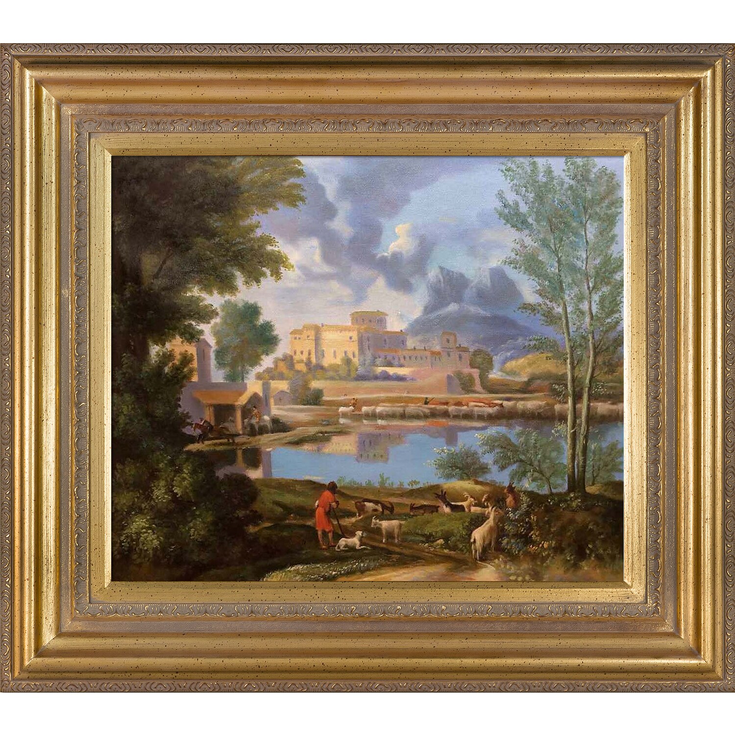 Multi-Color 1650-1651 Framed Oil Painting La Pastiche Landscape with a Calm Multi-Color 1650-1651 Framed Oil Painting La Pastiche Landscape with a Calm