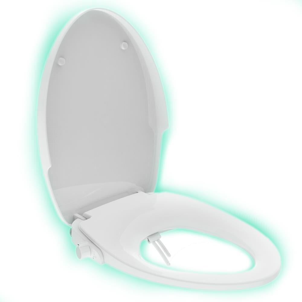 Thin Non-Electric Mechanical Toilet Seat Bidet Attachment Dual Nozzle 