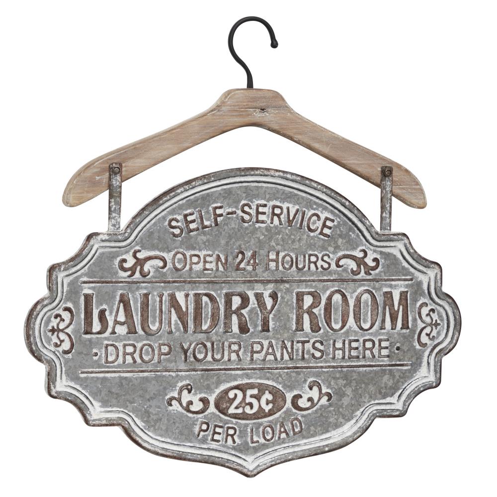 24 x 10 inch Large Farmhouse Vintage Metal Wash Dry Wall Plaque Art with Wooden Framed NIKKY HOME Laundry Room Decor Black Sign 