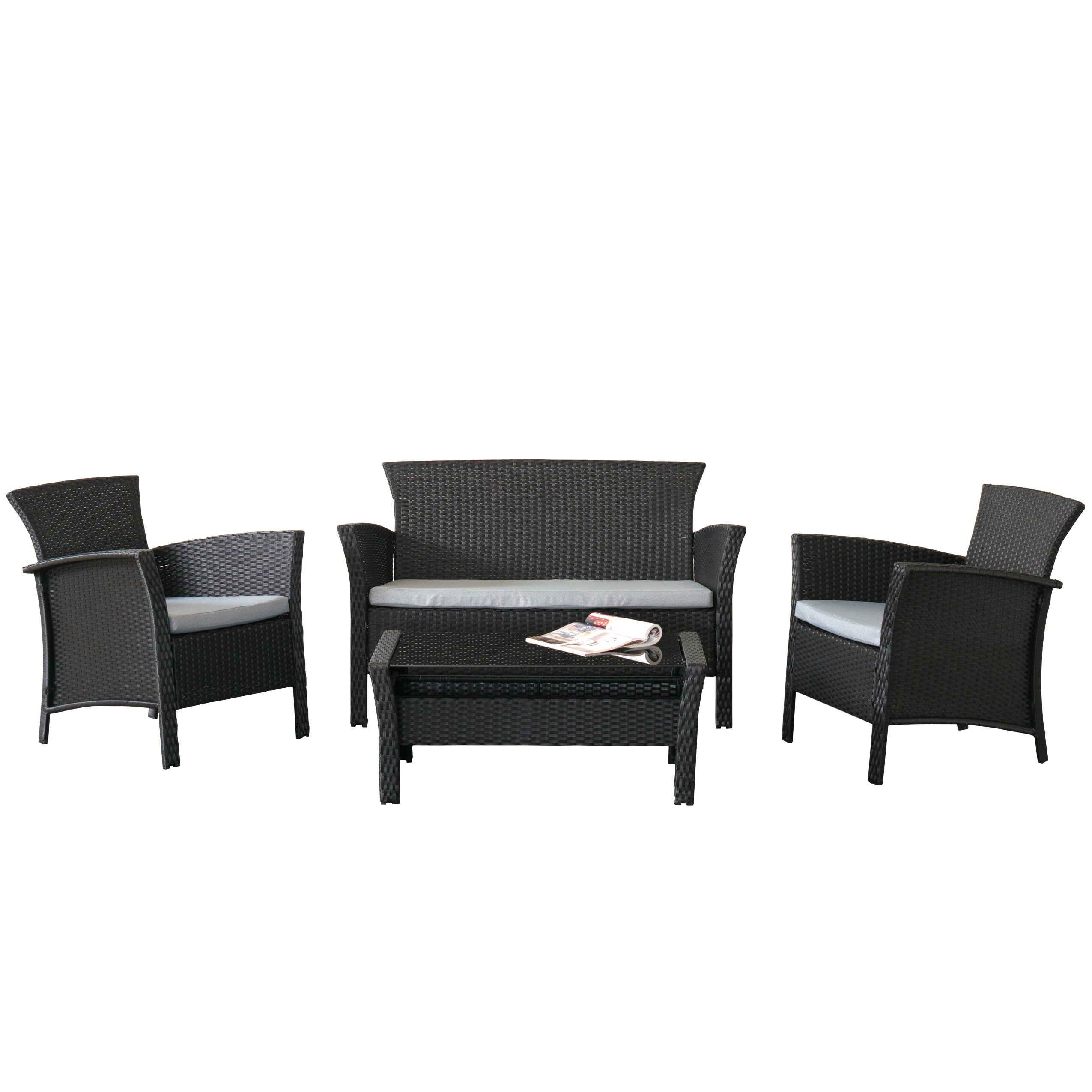 Rattan Garden Furniture Set 4 Piece chairs sofa Table Outdoor Patio Conservatory 
