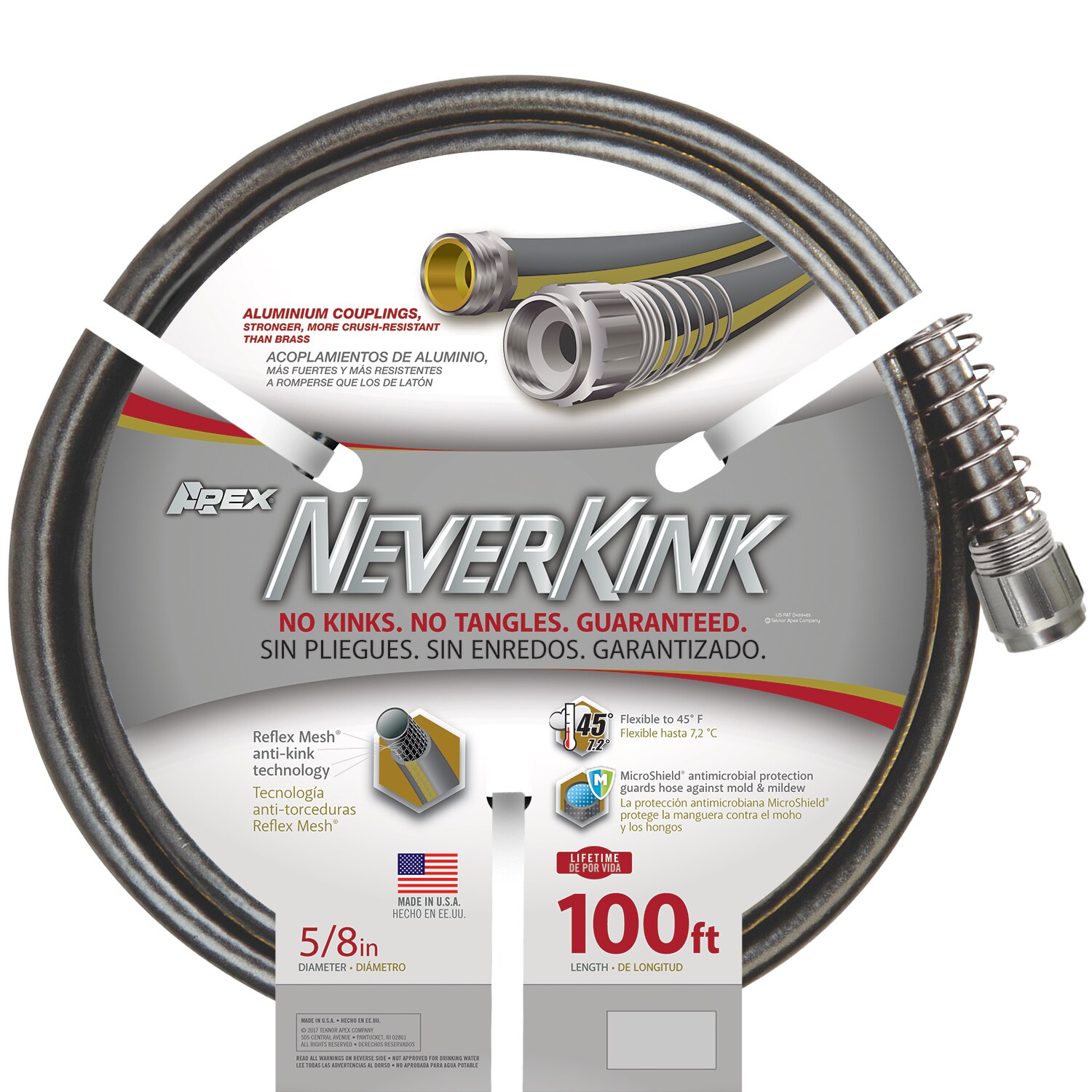 Neverkink Water Hose 5/8 in Crush-Resistant Heavy Duty Dia x 100 ft 