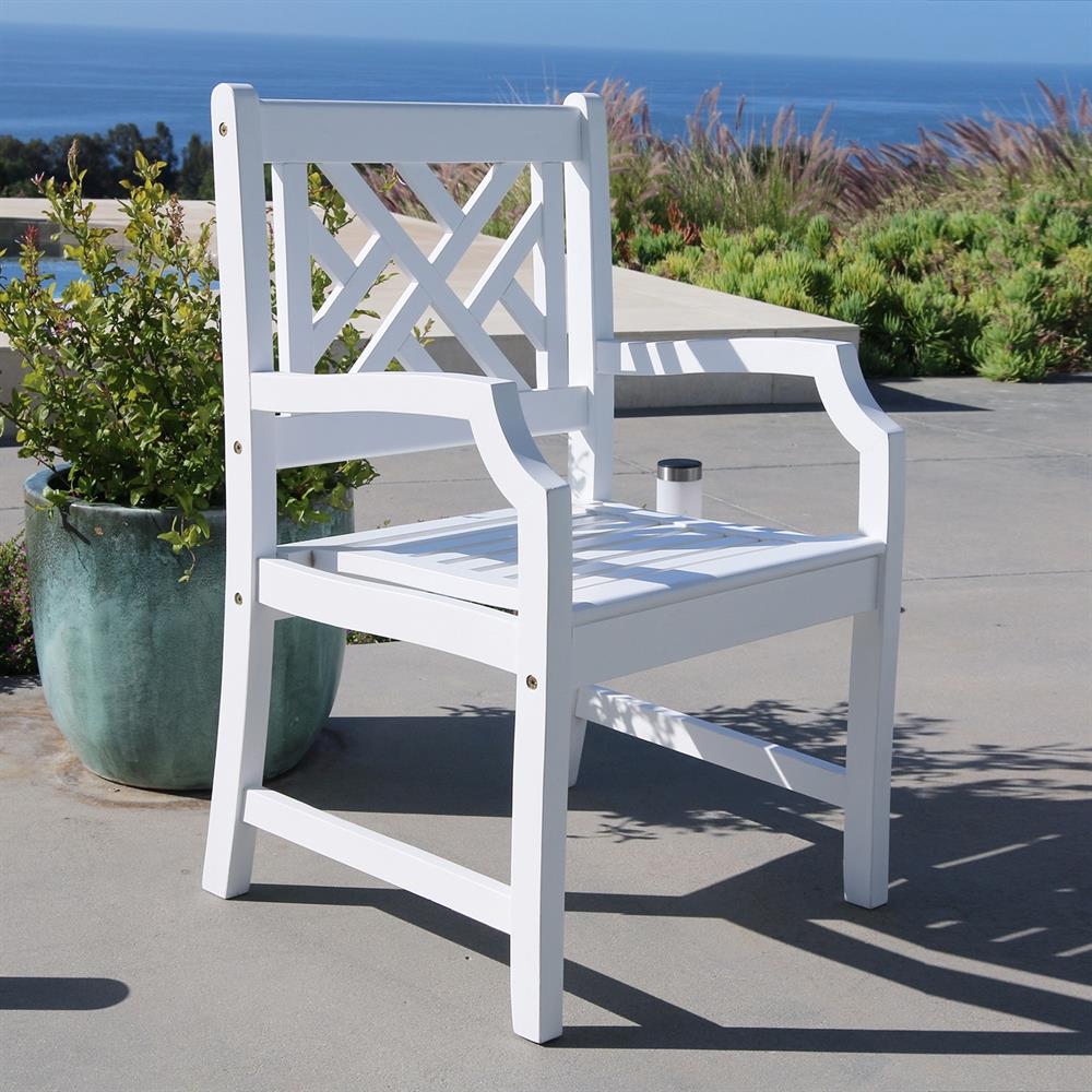 VIFAH Bradley White Acacia Patio Dining Chair in the Patio Chairs