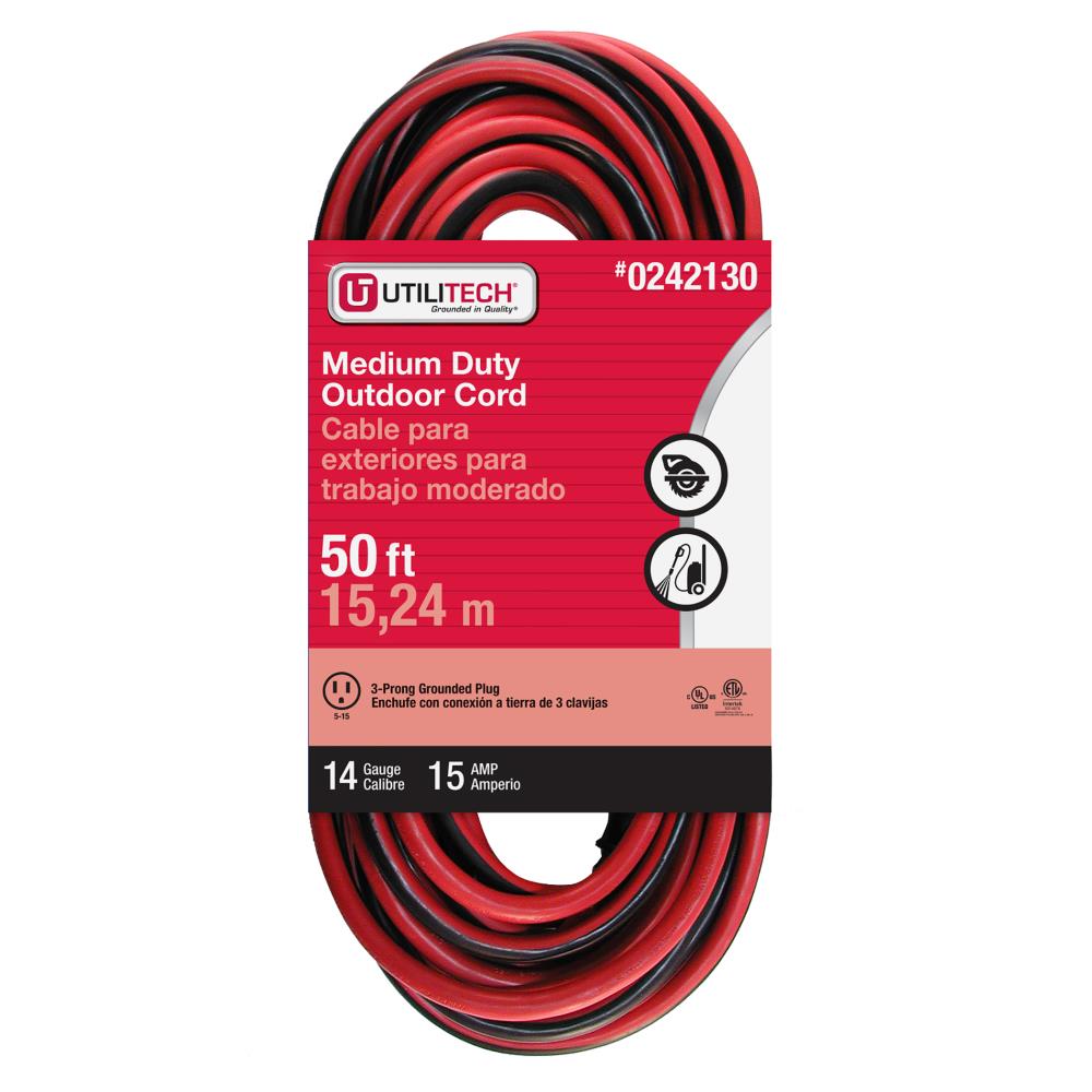 50 FT 14-3 Outdoor Extension Cord w/3 Outlets 15A 1875W 