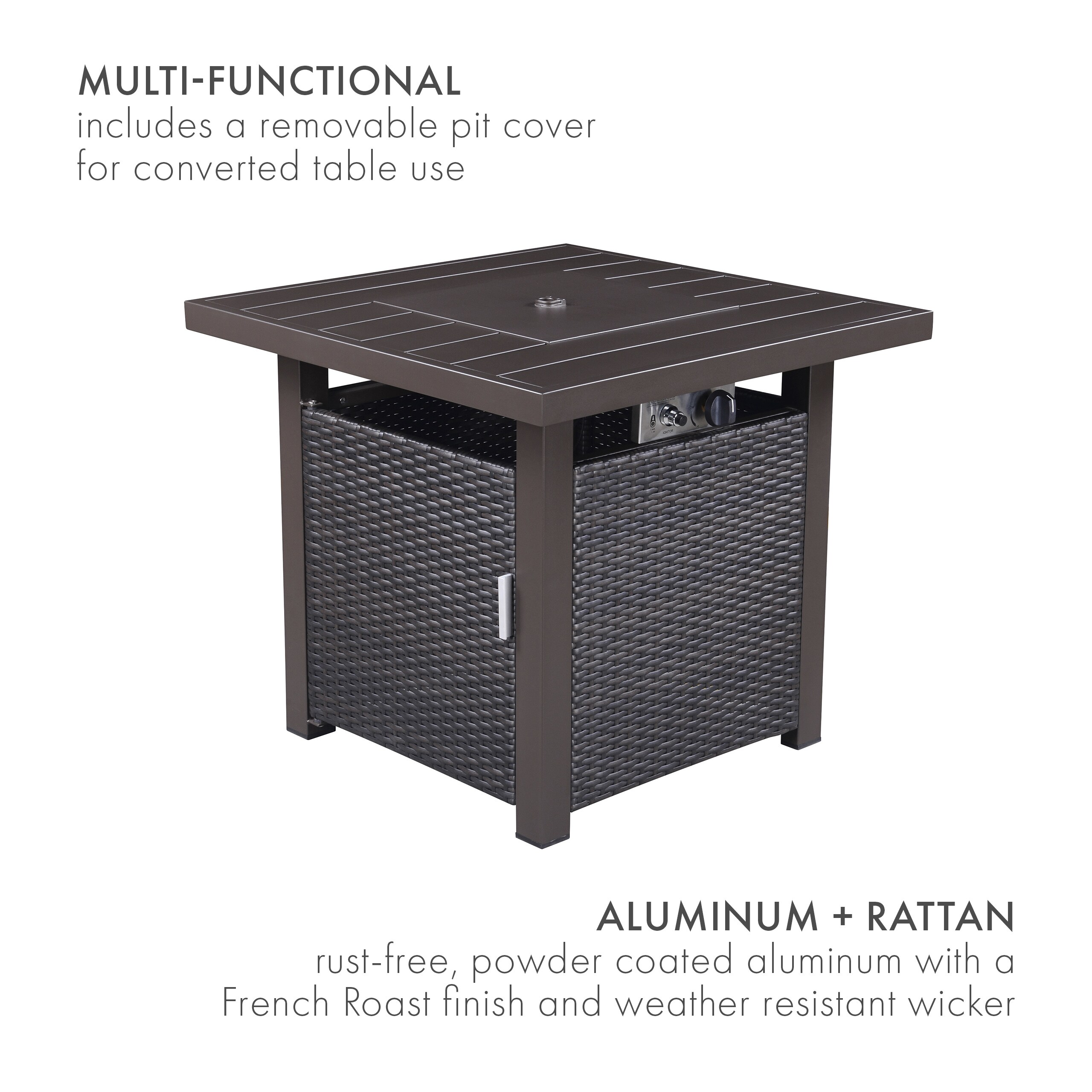 Kinger Home 28 In W 50000 Btu French Roast Brown Tabletop Aluminum Propane Gas Fire Pit Table In 2837