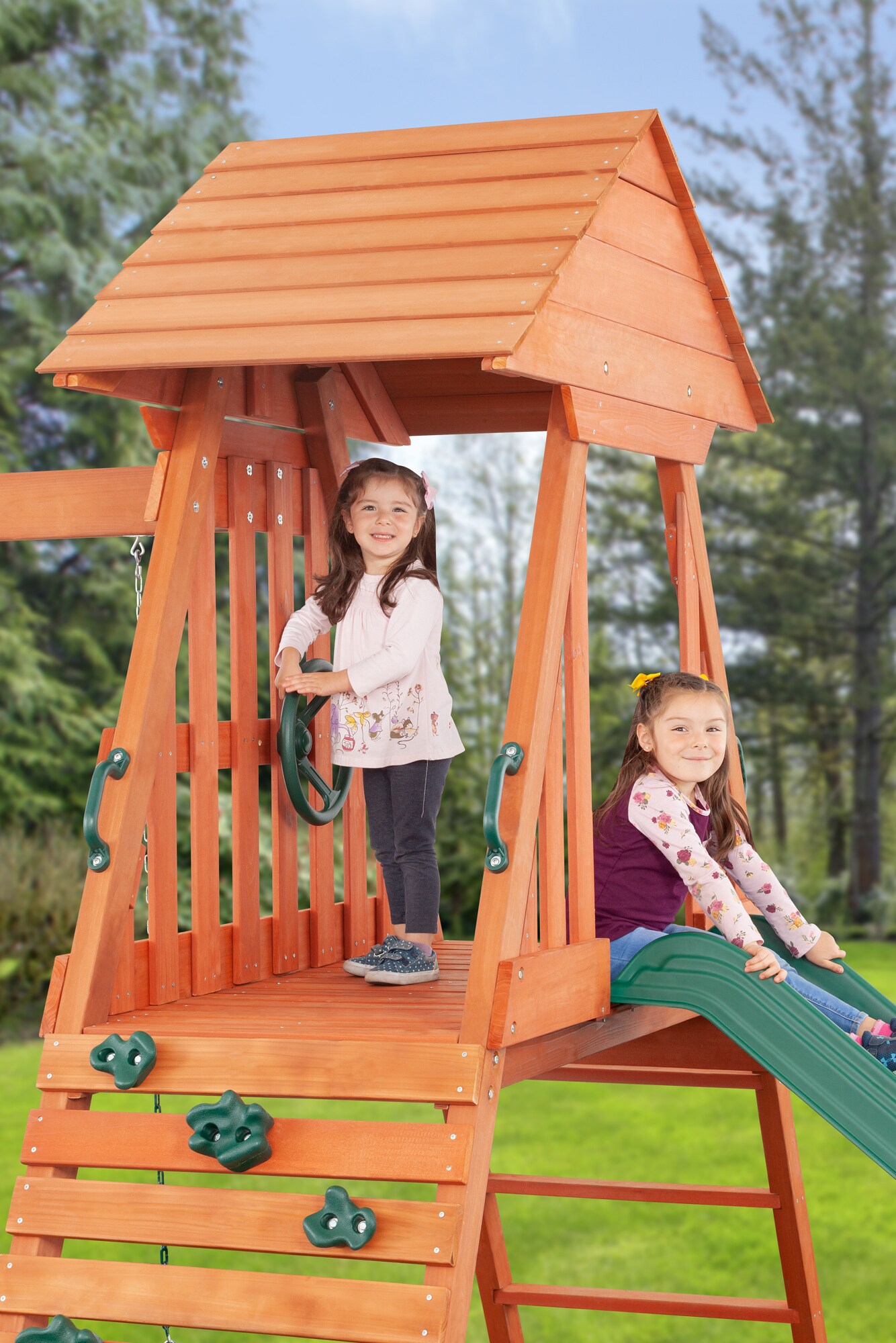 cedar chalet complete wooden playset