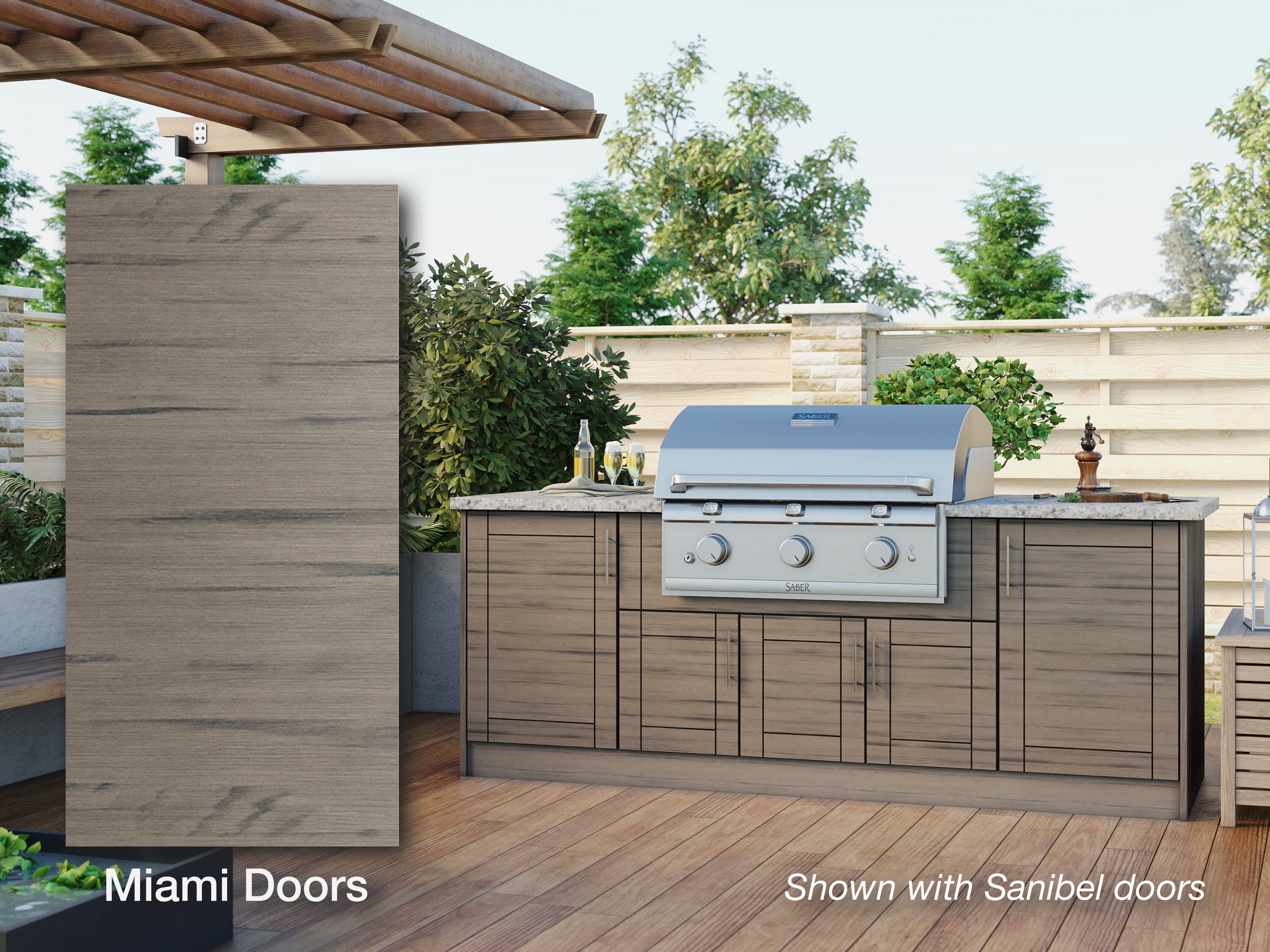 Miami Open Back Sink Outdoor Kitchen Base Cabinet with 2 Doors in Radiant White WeatherStrong Assembled 30x34.5x24 in 