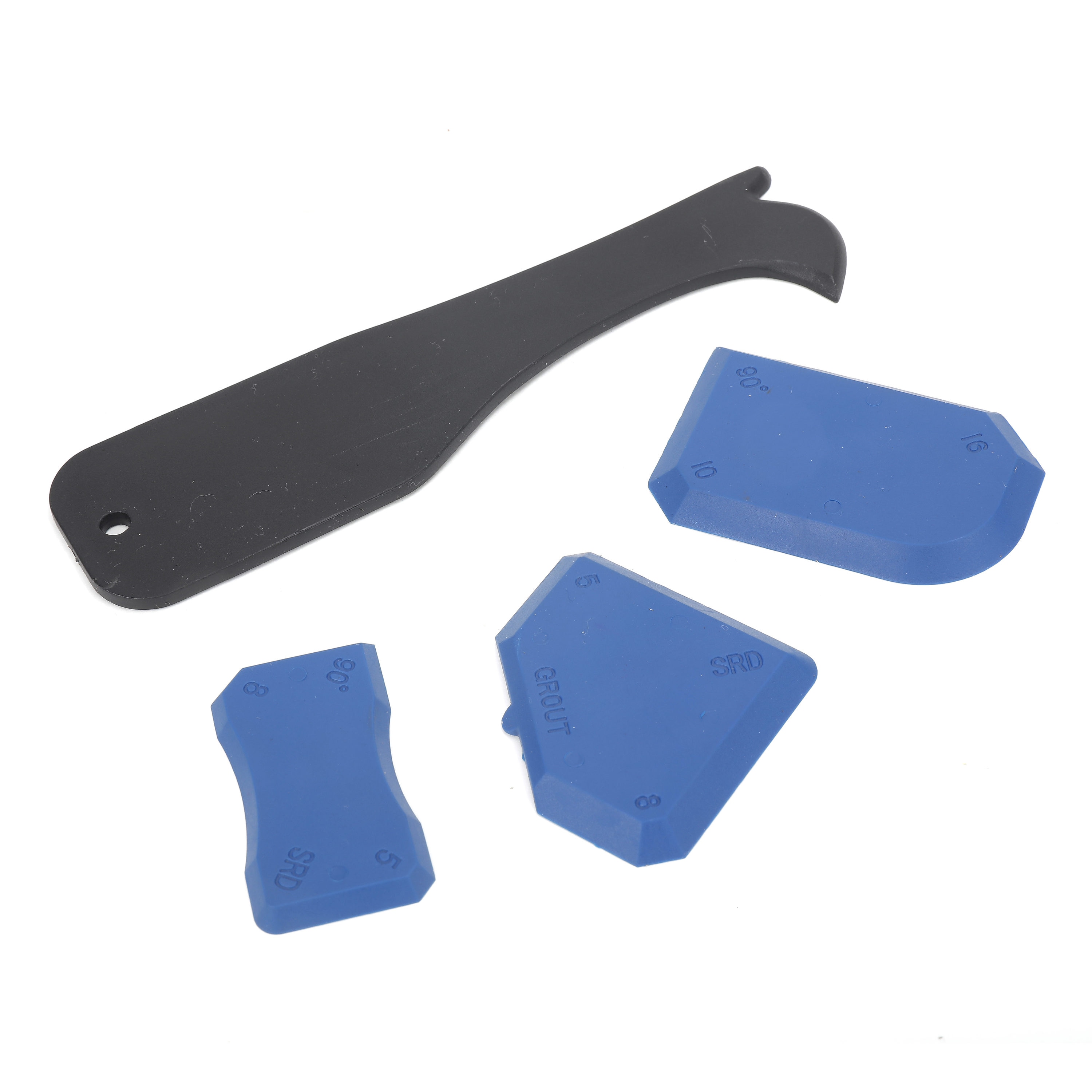4 Caulking Tool Kit Sealant Silicone Grout Removal Finishing & Cleaning Set Blue 