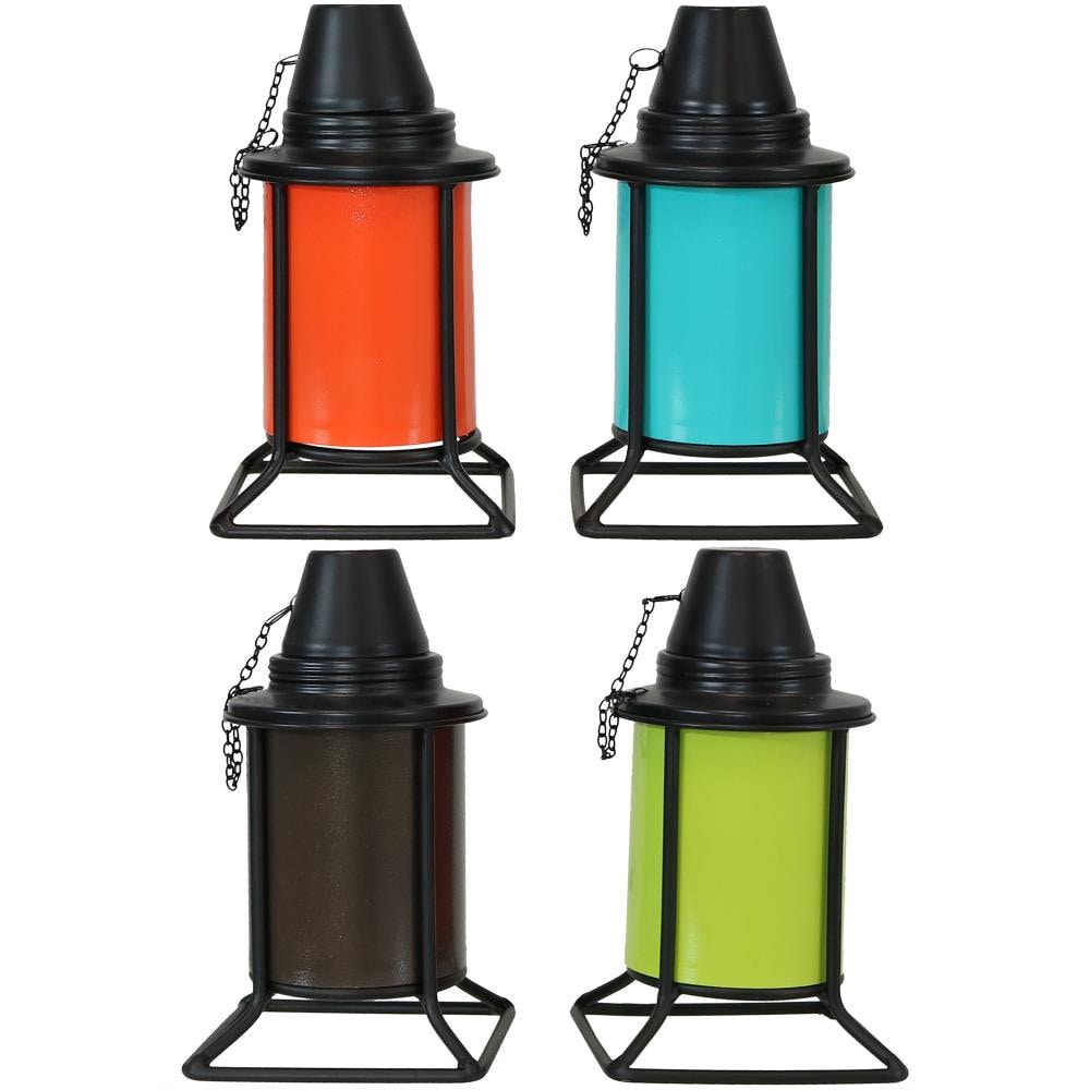 Sunnydaze Blue Glass Outdoor Tabletop Torches Citronella Torch Set of 4 