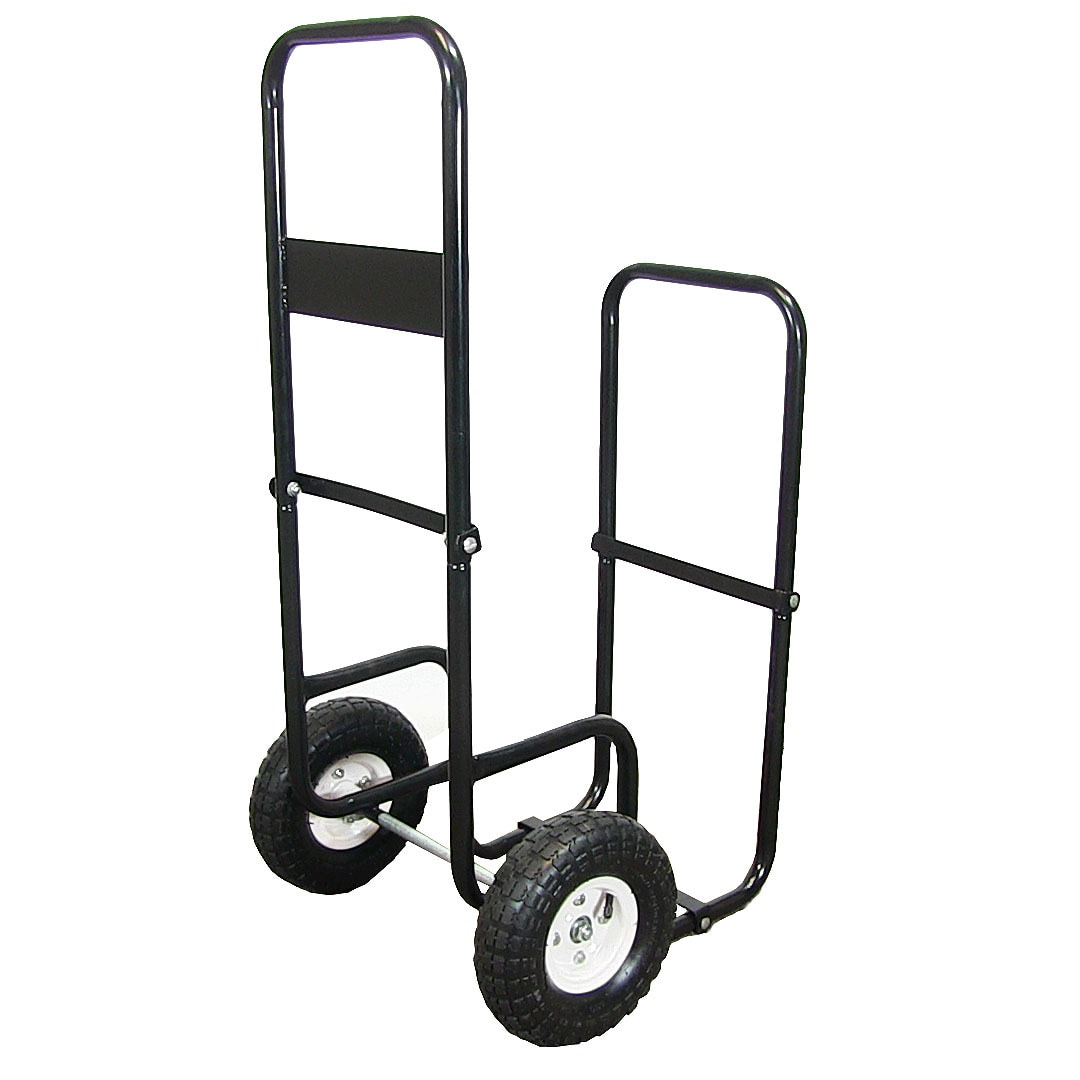 firewood cart with coverlog rack caddy carrier storage black steel wheels new 