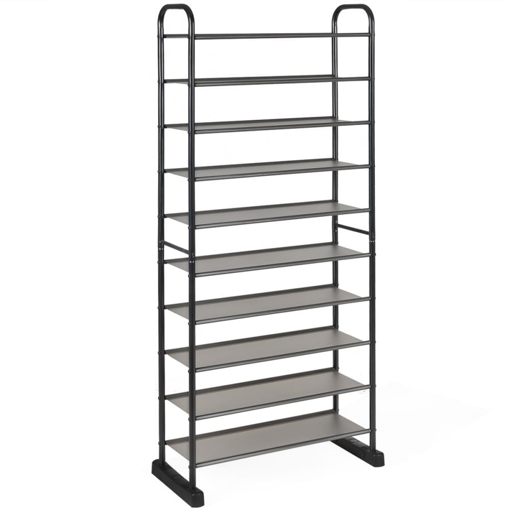 10 Tiers 30 Pairs Standing Metal Shoe Shelves Shelf Rack Storage Tower Organizer 