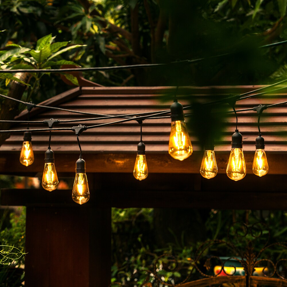 Feit Outdoor Weatherproof String Light Set 48ft 24 White LED Sockets Bulbs Patio 