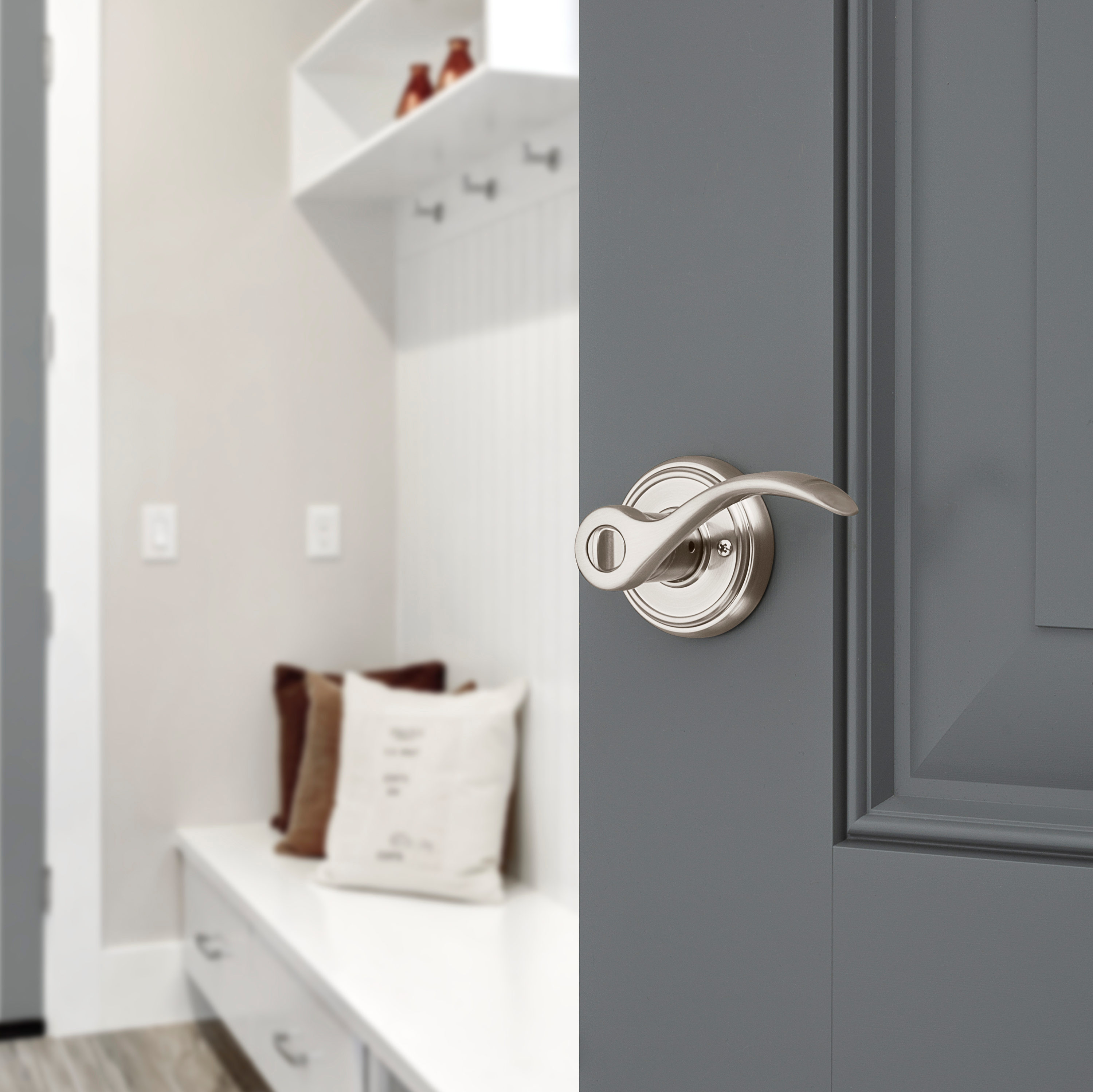 Satin Chrome Duo D15 INTERNAL Latch Lock Bathroom Mitred Door Handle Range 