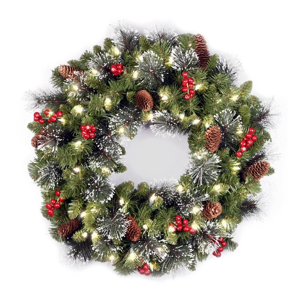 20 Inch Christmas Wreath Front Door Hanging Ornament Artificial Xmas Garland US 