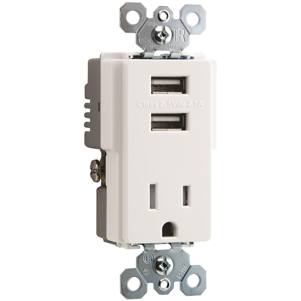Pass & Seymour Dual USB Charger Type A 2.1a Tamper Resistant Receptacle Outlet 
