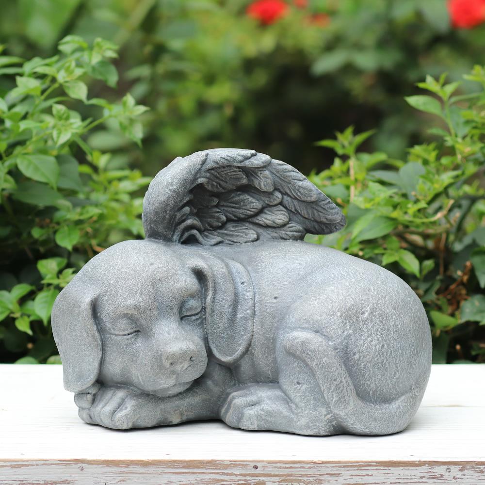 Napco Winged Dog Angel Concrete Look 6 x 8.25 Resin Garden Figurine 