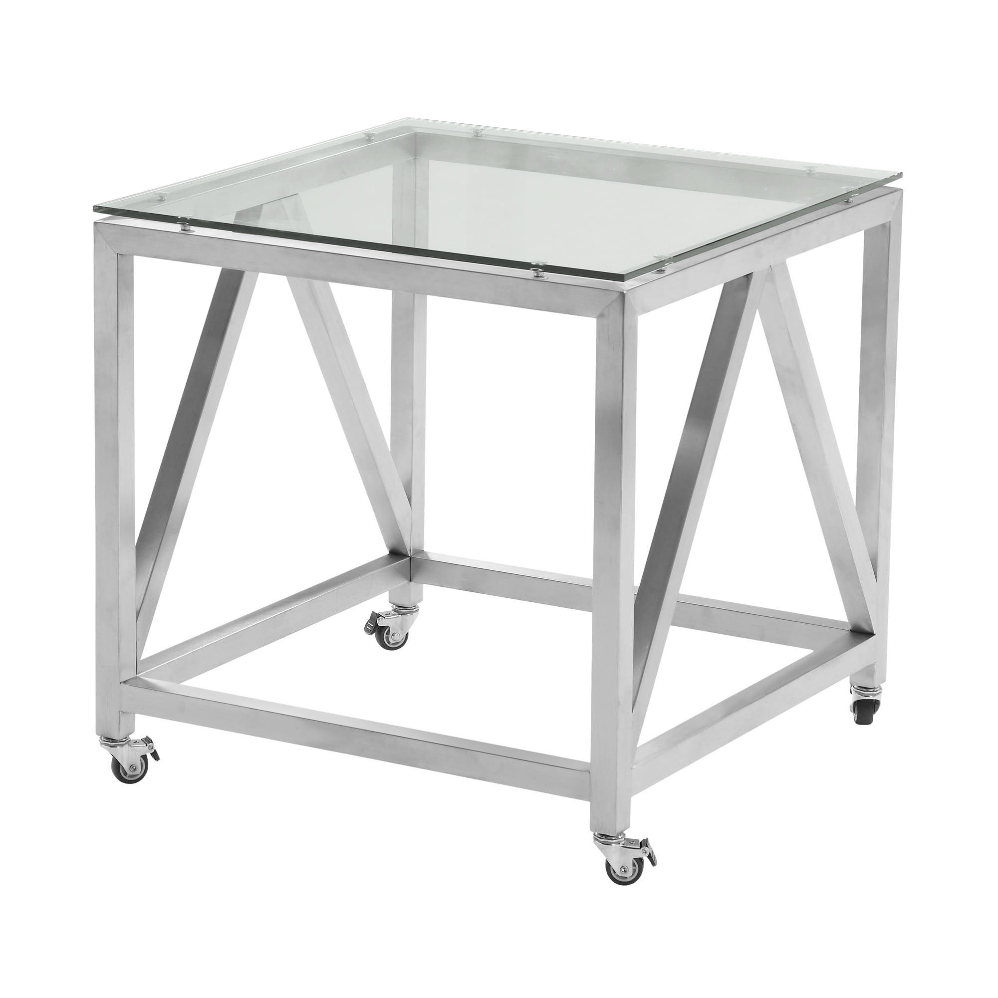 brushed stainless steel end tables