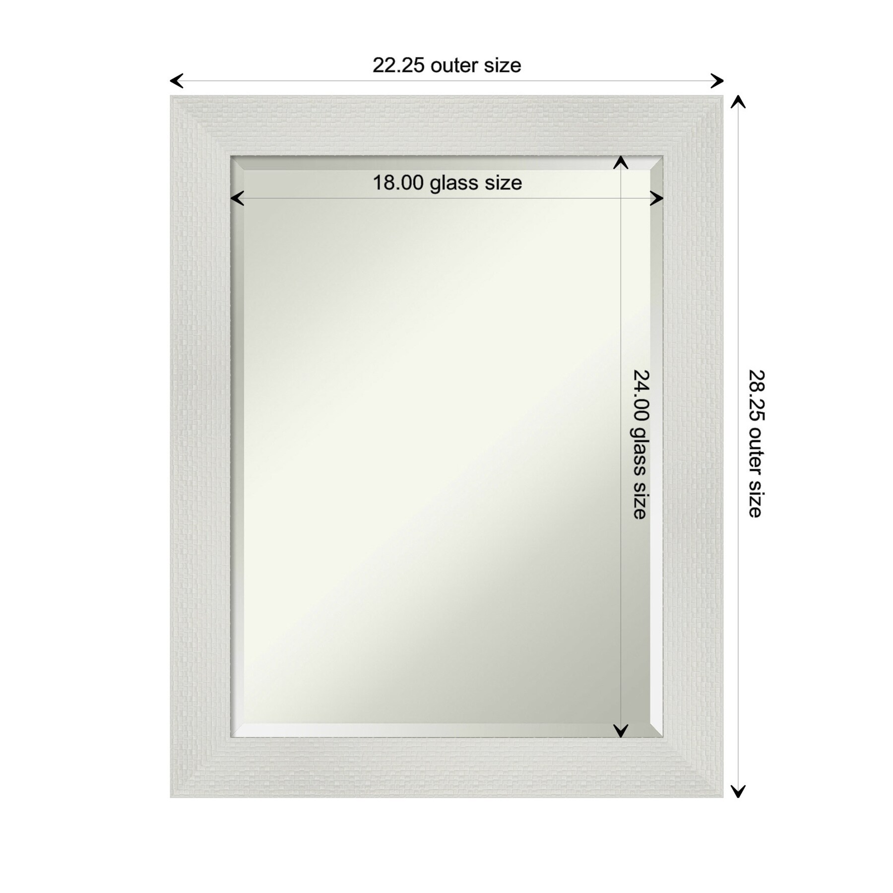 Amanti Art Mosaic White Frame 22.25-in W x 28.25-in H Glossy White Rectangular Bathroom Vanity Mirror