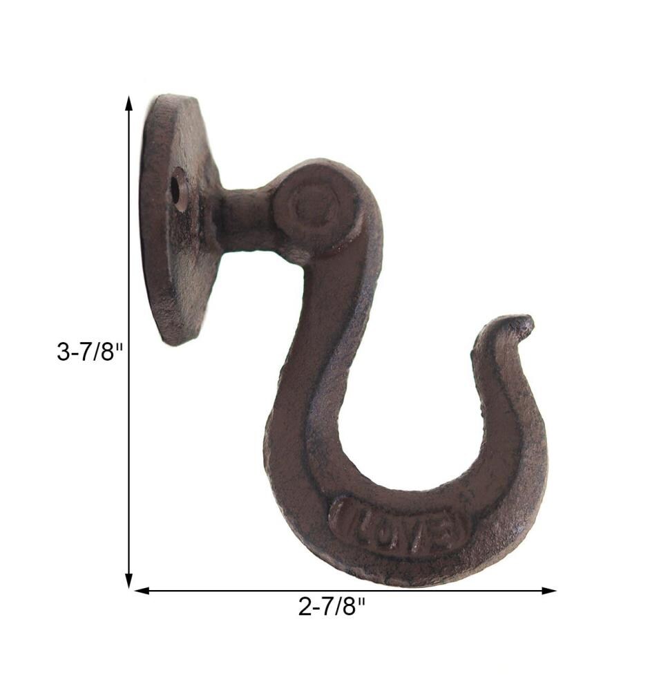 Pair of Brown-Tone Cast Iron 2.5” Tall Faucet Knob Wall Hooks 