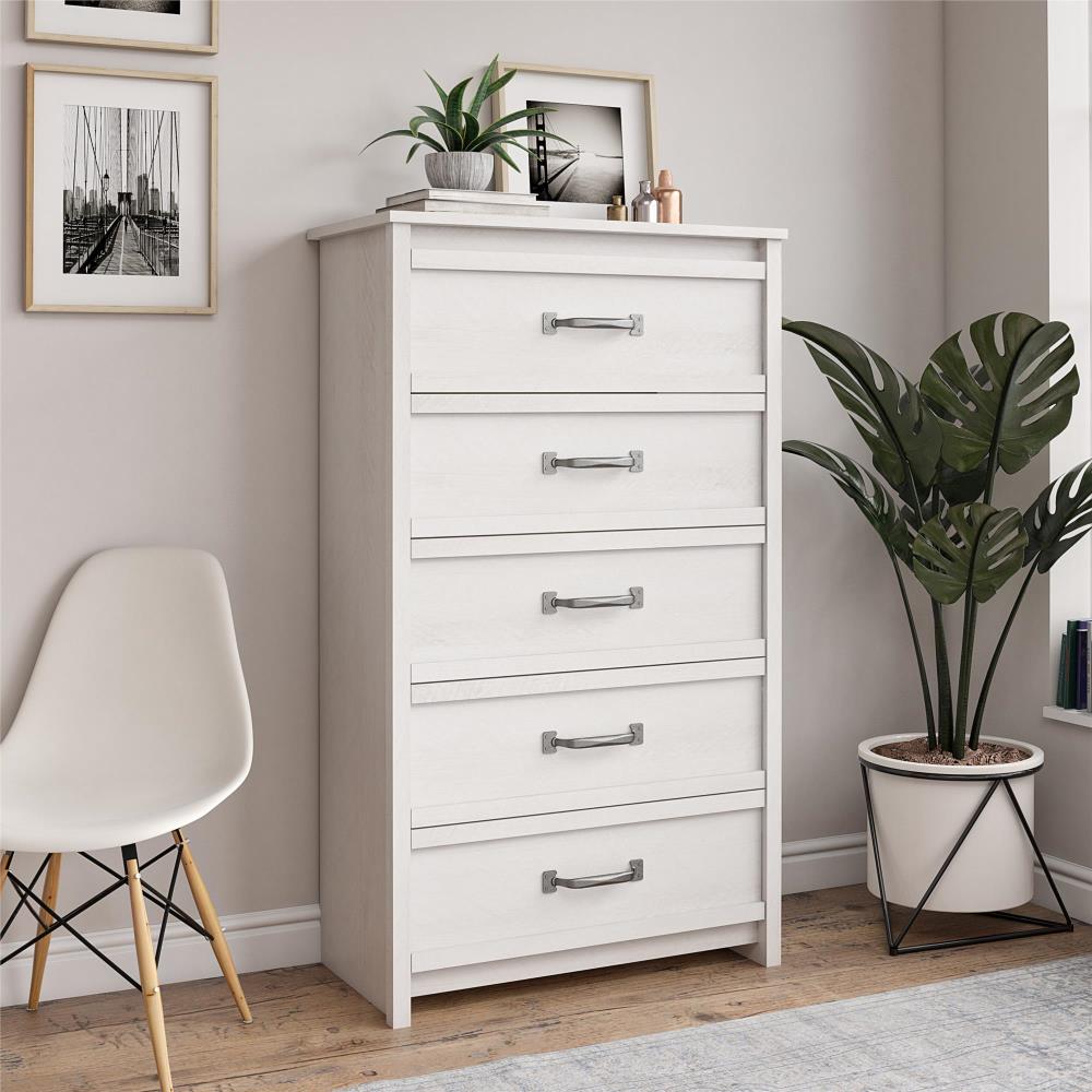 Smart Home Contemporary 5 Drawer Bedroom Chest Dresser Distressed Grey