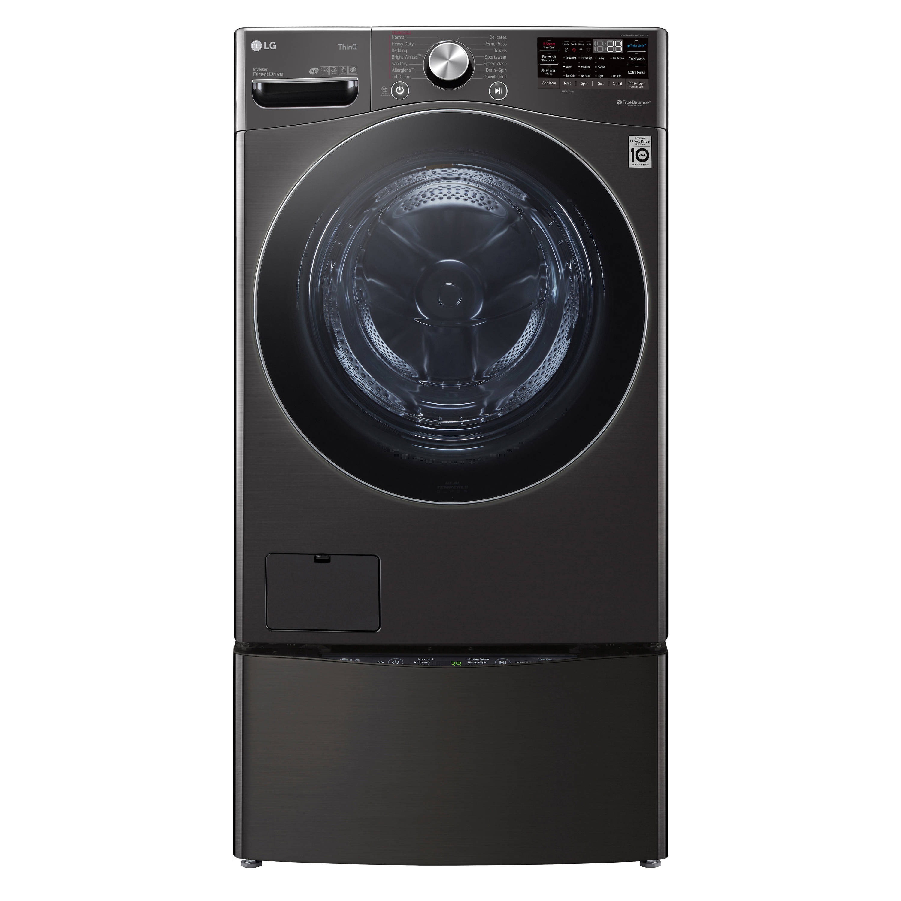 LG TurboWash 360 Smart Wi-Fi Enabled 5-cu ft High Efficiency Stackable Steam Cycle Washer (Black Steel) STAR in the Front-Load Washers department at Lowes.com