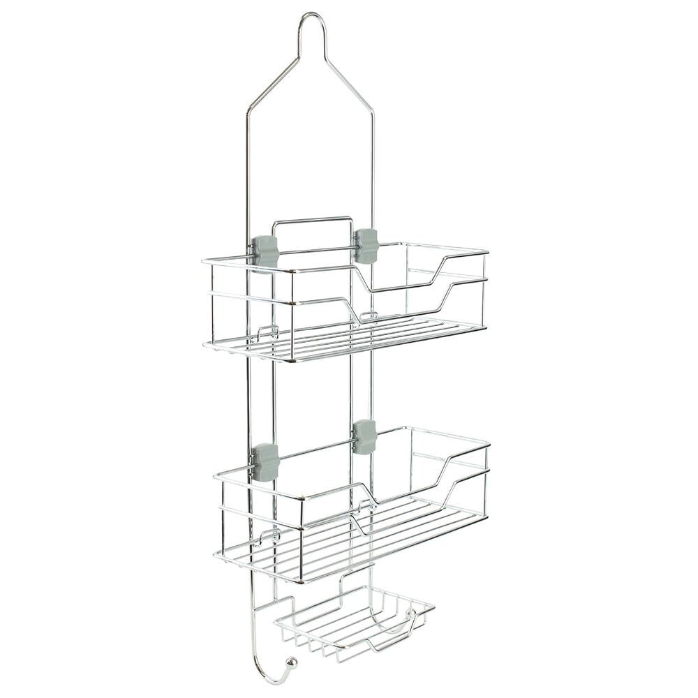 Details about   Heavy Gauge Wire Over-the-shower Door Caddy With 2 Adjustable Shelve Chrome 