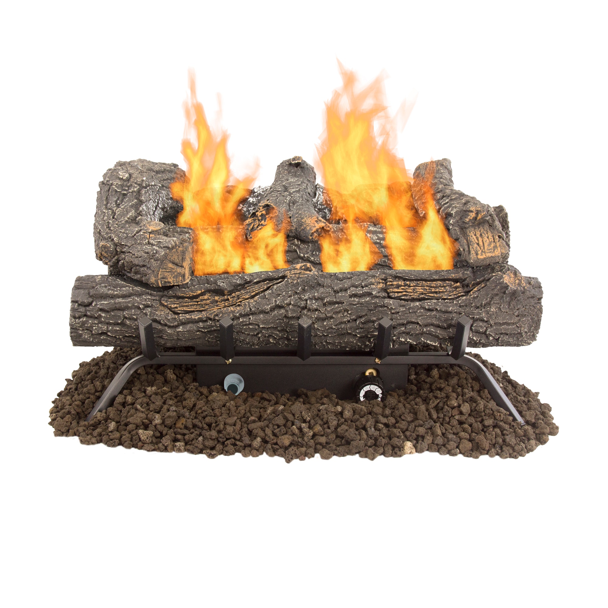 Vented Design Log Set 24-Inch 7-Pcs Natural Gas Decorative Fireplace Cement Logs 