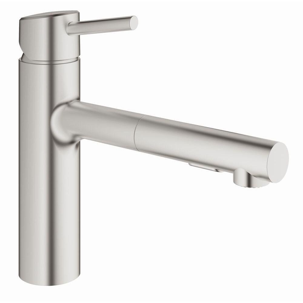 Vergelijkbaar eeuw Madison GROHE Concetto Super Steel 1-Handle Deck-Mount Pull-Out Handle Kitchen  Faucet in the Kitchen Faucets department at Lowes.com