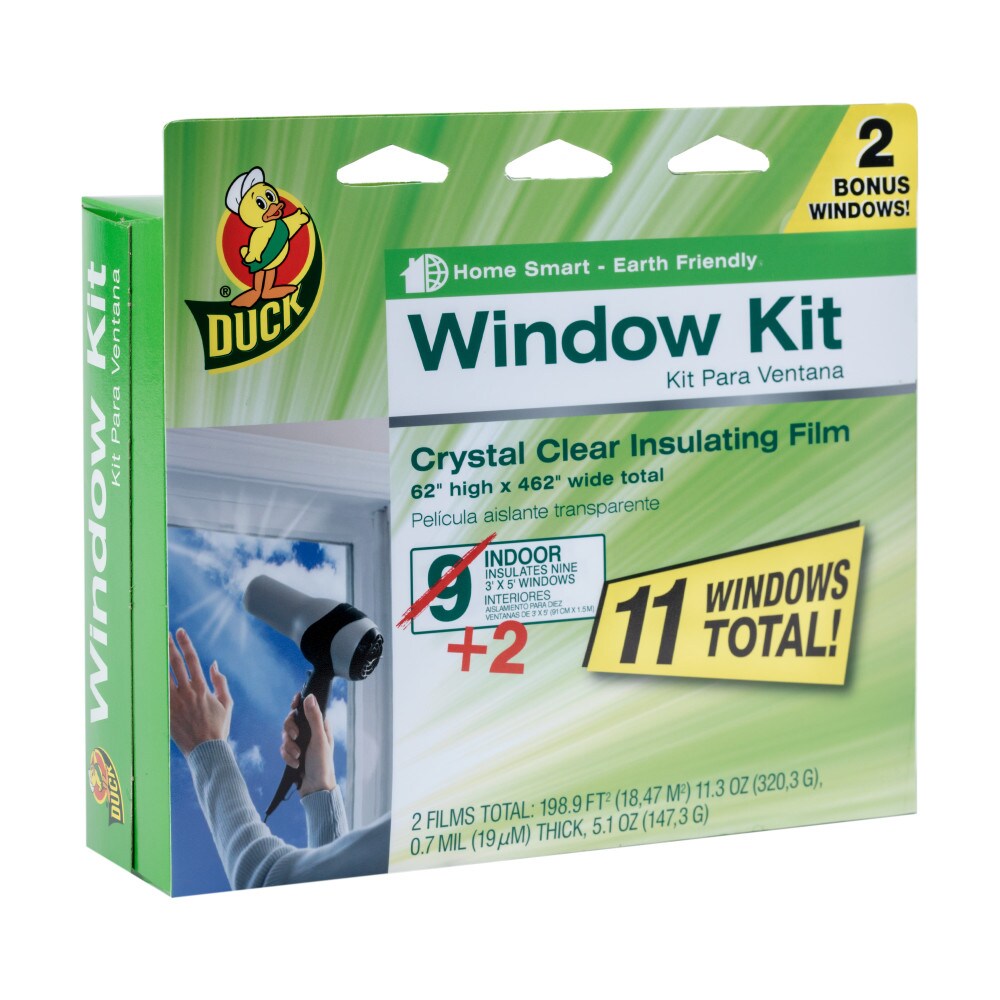 Duck Window Kit Crystal Clear Insulating Shrink Film For 5 3' x 5' Windows. 