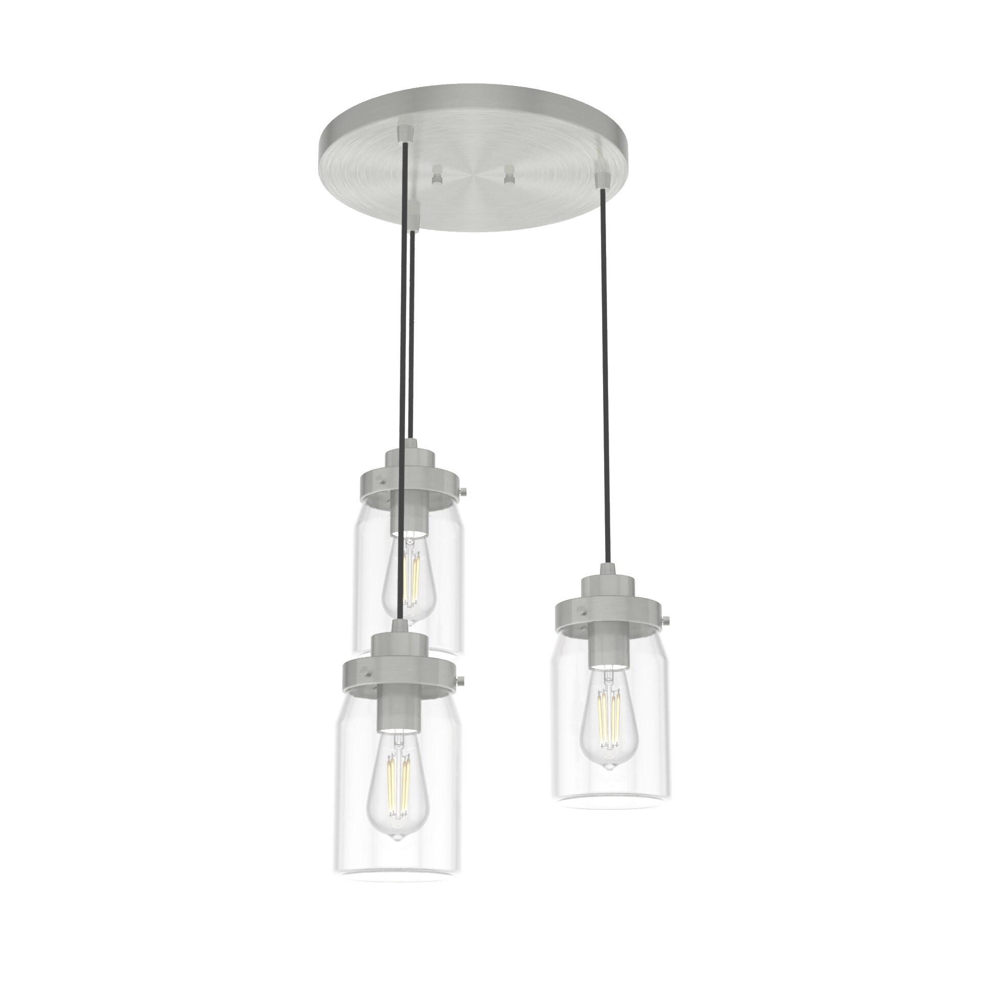 Polished Nickel Steel Pendant Lighting with Glass Shades 