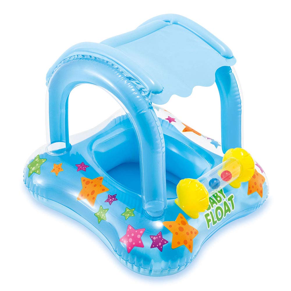 Intex Blue Stingray Baby Float With Shade Canopy Ages 1 to 2 Max Weight 25 Lbs for sale online 