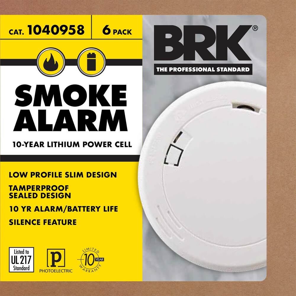 First Alert Brk 6-Pack Battery-operated Photoelectric Sensor Smoke Detector