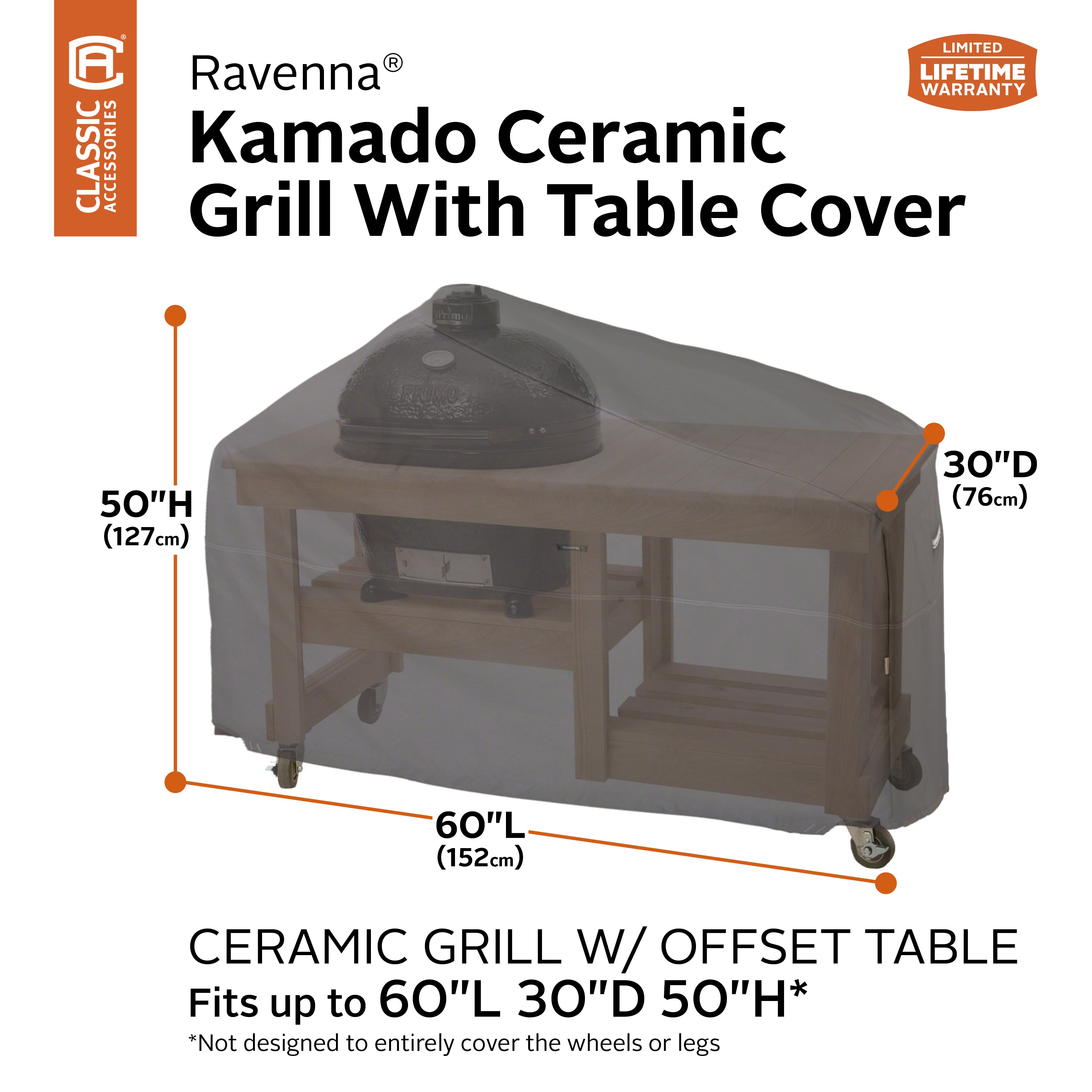 Large Classic Accessories Ravenna Ceramic Grill Cover With Offset Table