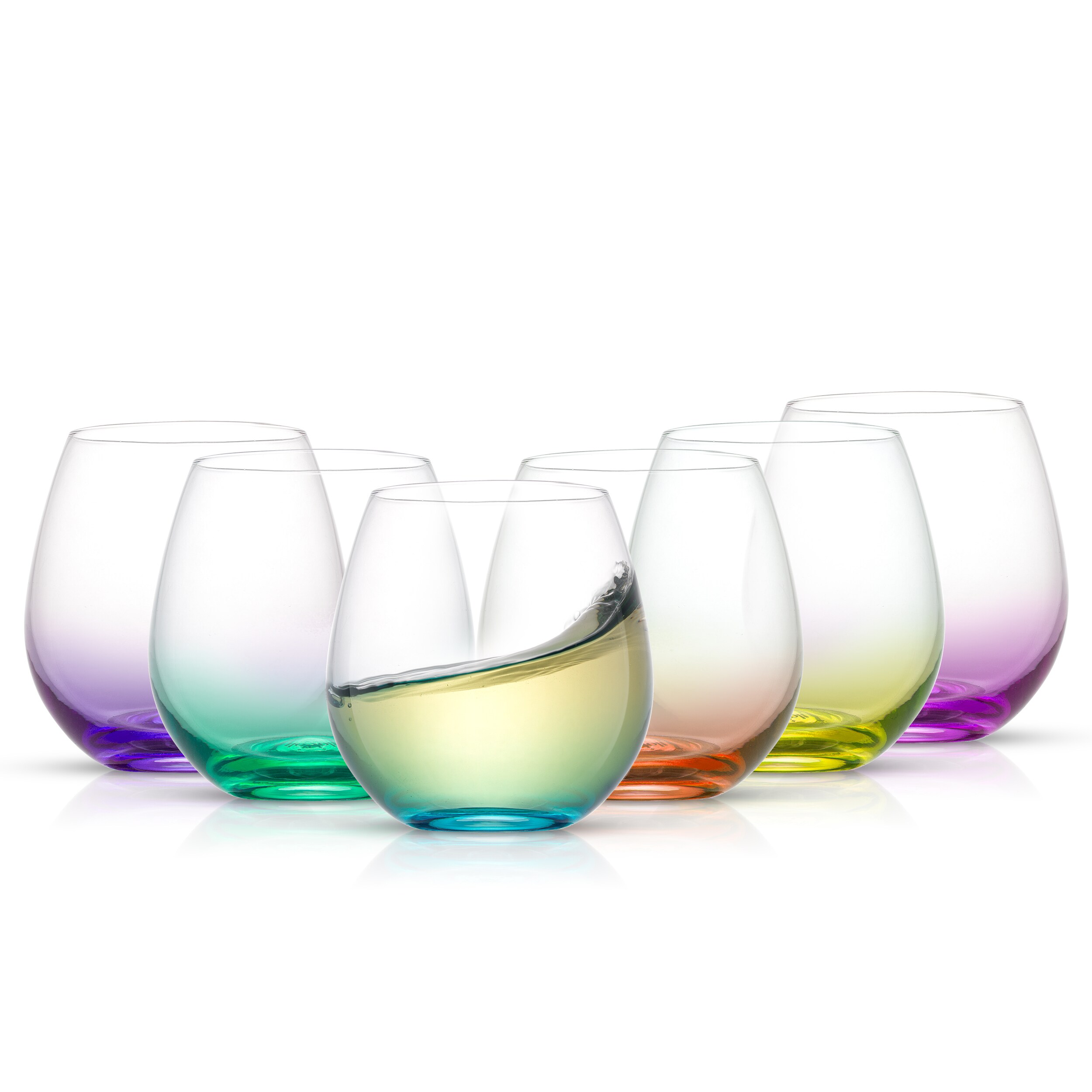 JoyJolt Black Swan Stemless White Wine Glasses 23.1 Oz Set of 4 
