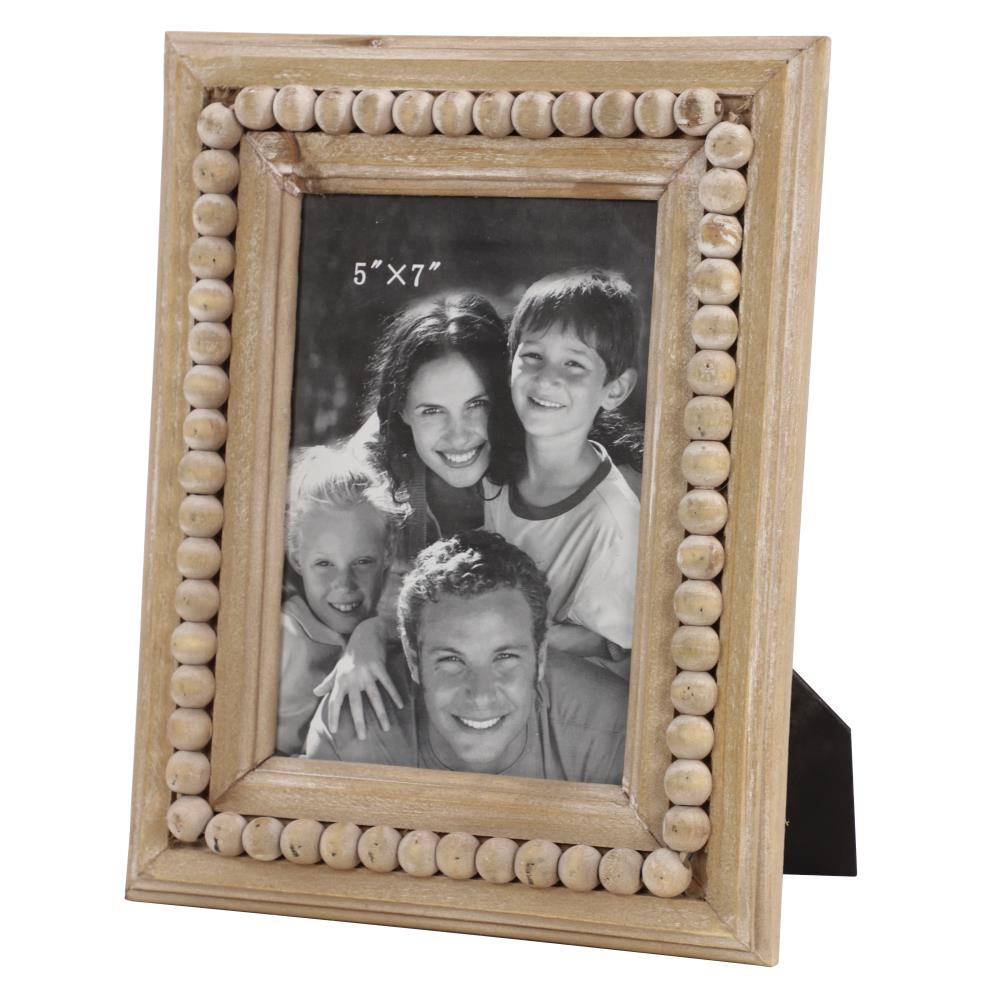 Picture Frame Brown Wood Black Beading Free Standing Double-Matted 5”x7” Photo 